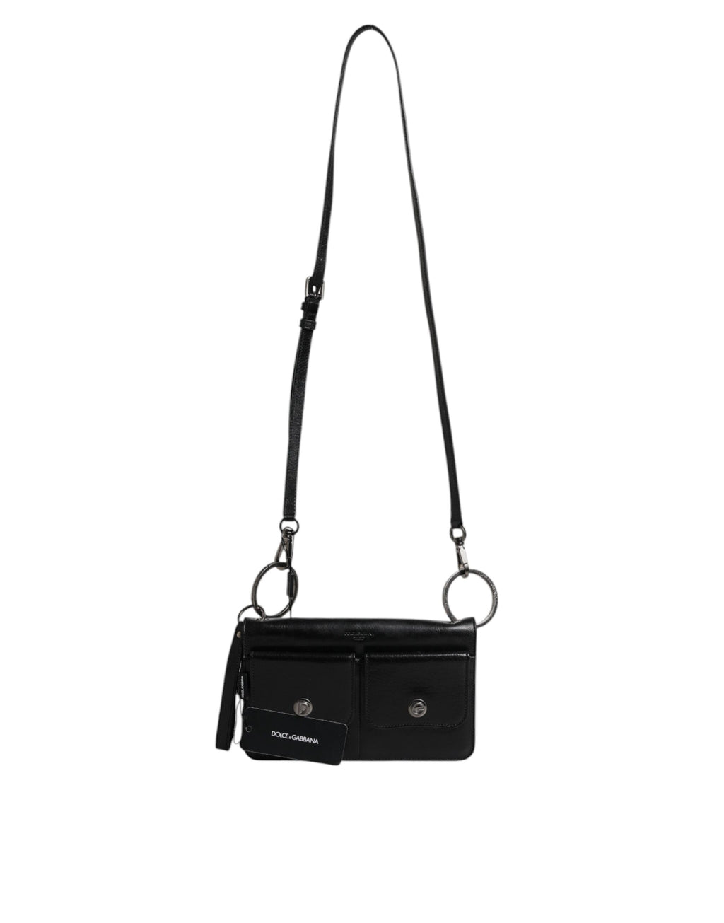 Black Leather Logo Purse Shoulder Crossbody Bag