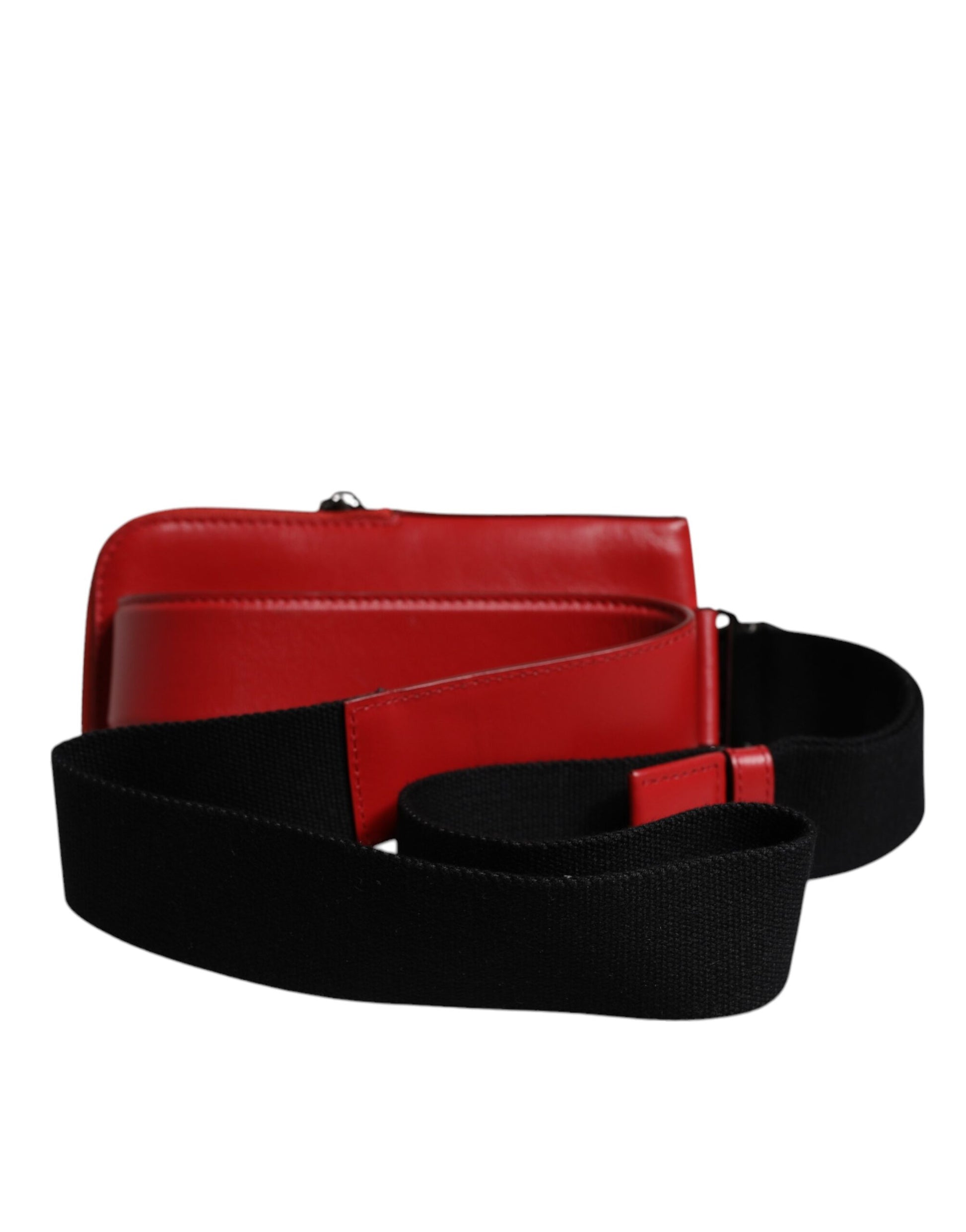 Red Calfskin Logo Purse Phone Belt Waist Bag