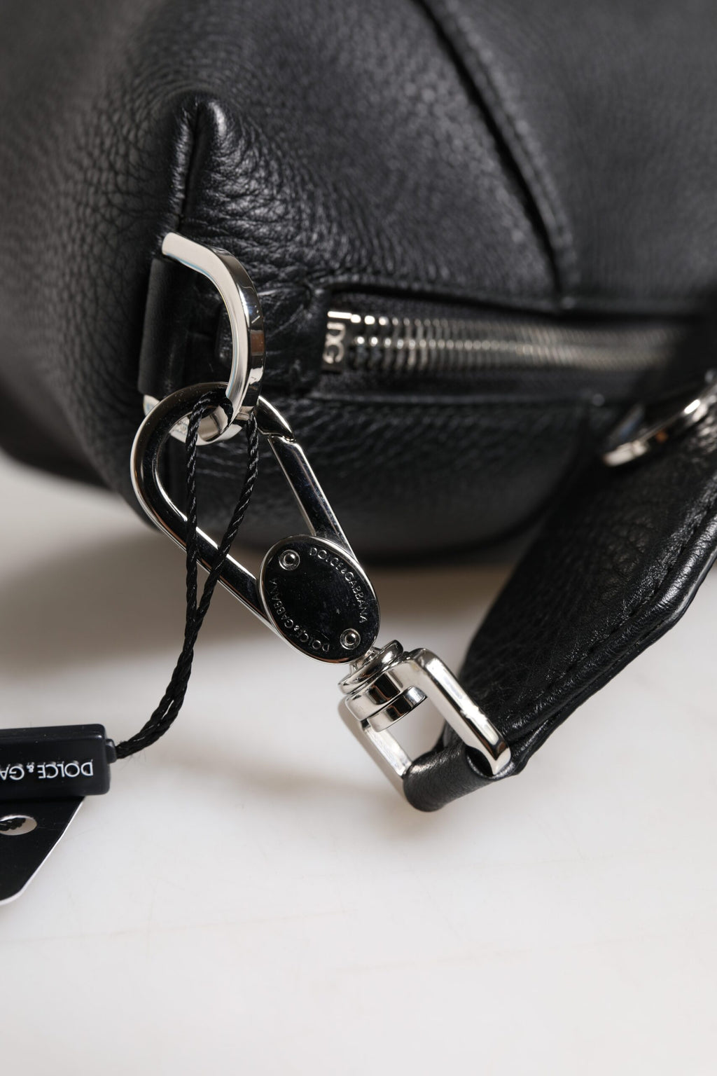 Black Leather Logo Plaque Shoulder Crossbody Bag