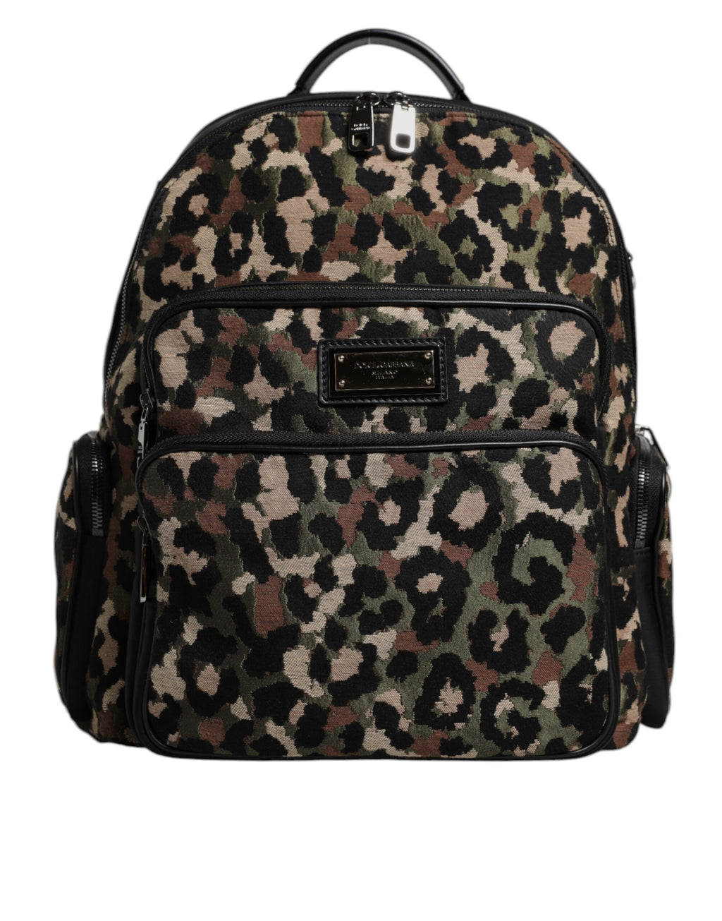 Multicolor Leopard Print DG Logo Plaque Men Backpack Bag