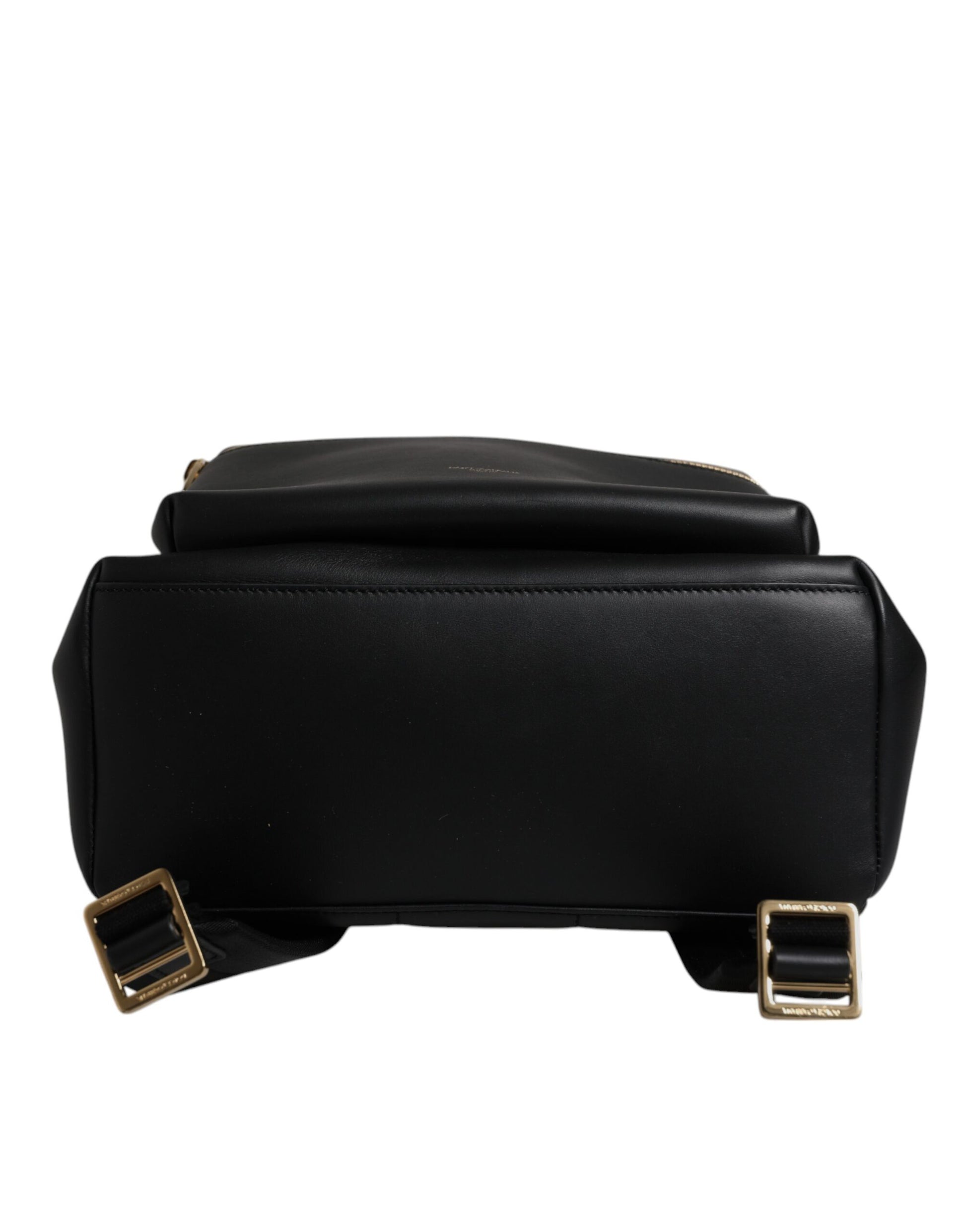 Black DG Leather Logo Print Travel Back Pack Bag