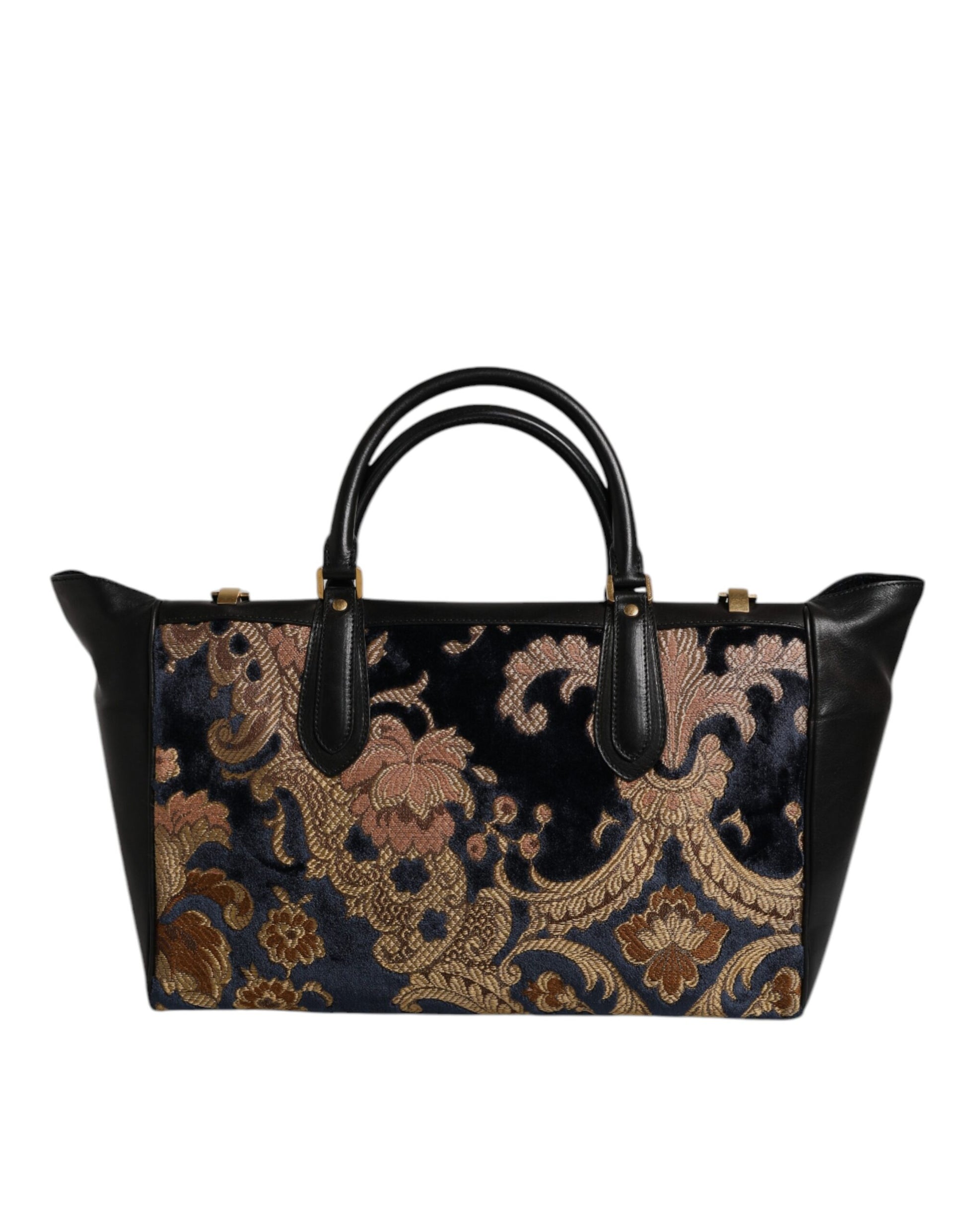 Black Floral Jacquard Handbag Shoulder Tote Bag