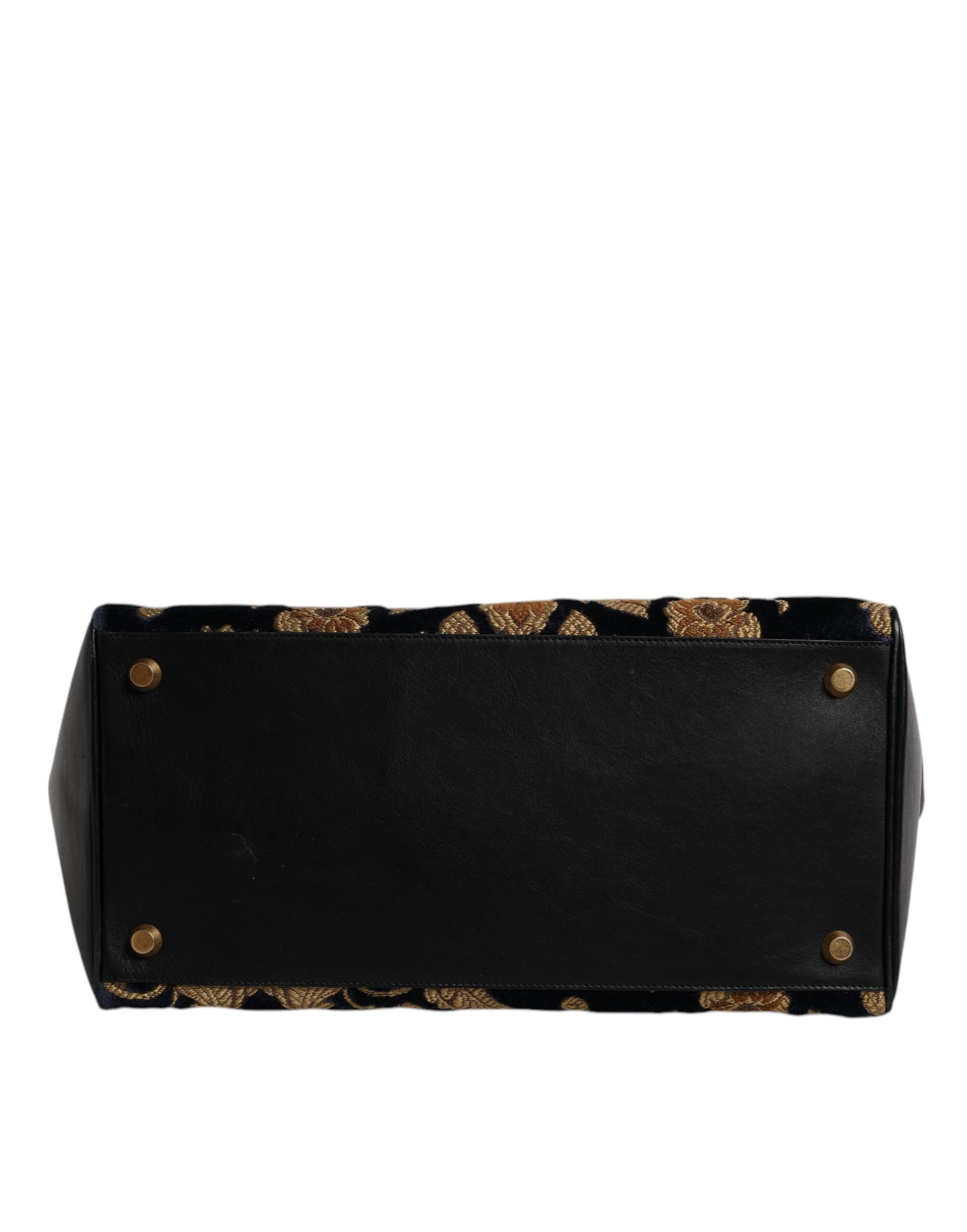 Black Floral Jacquard Handbag Shoulder Tote Bag