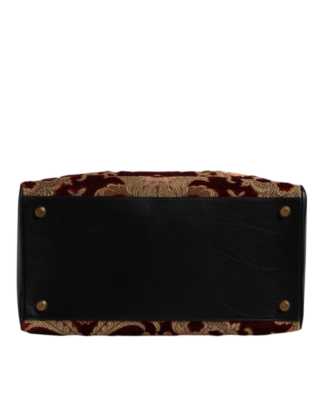 Multicolor Leather Brocade Velvet Travel Duffle Tote Bag