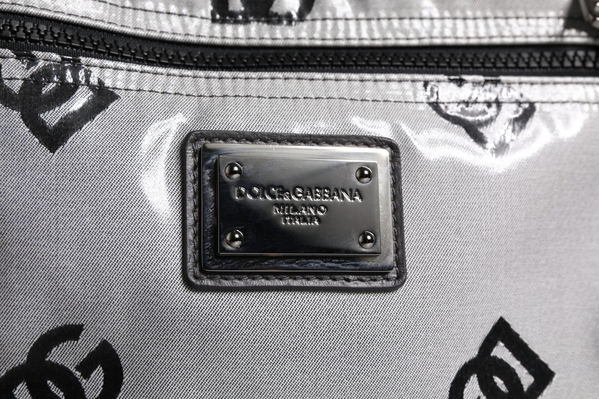 Polyester Gray Black DG Logo Plaque Backpack Bag