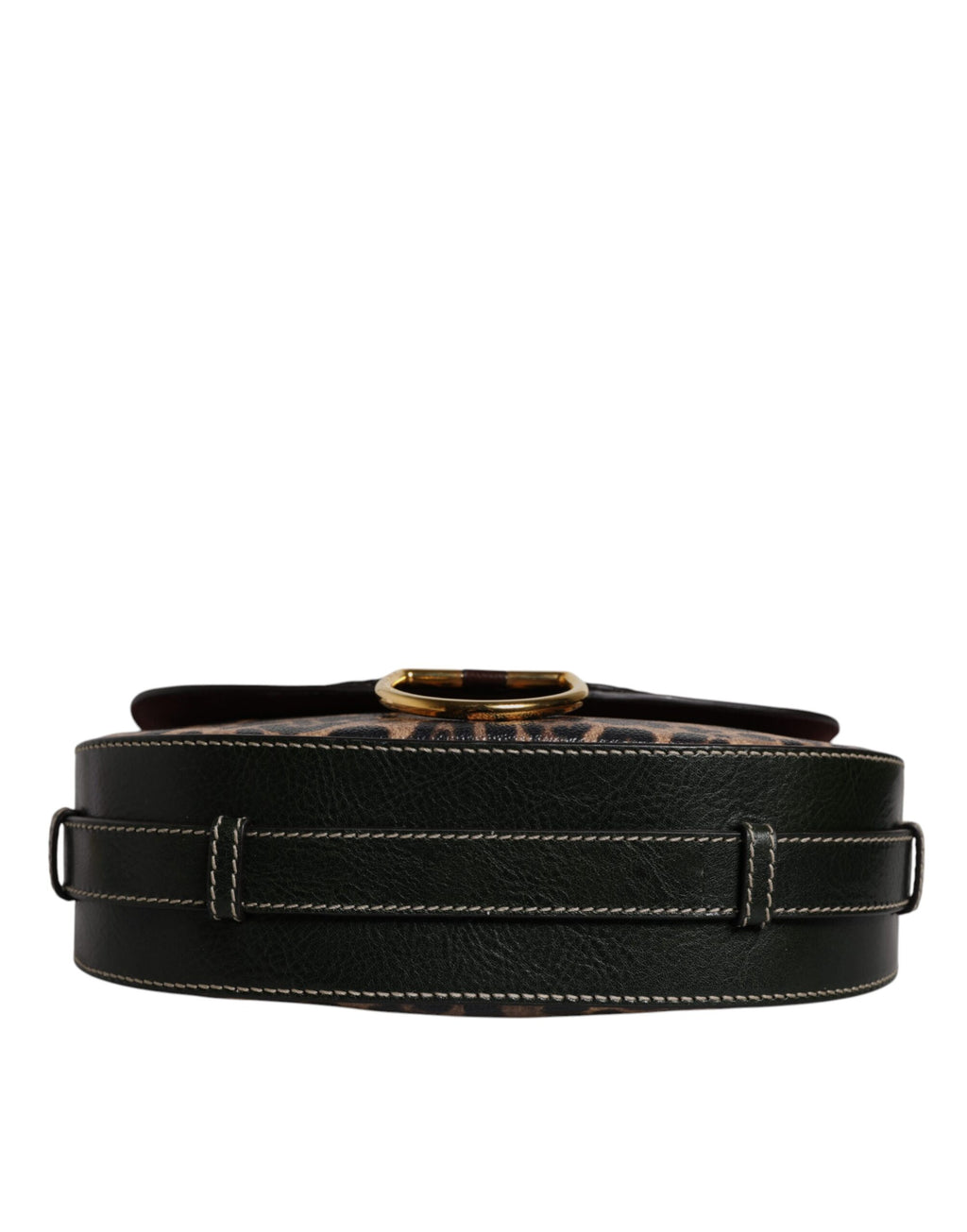 Black Brown Leopard Leather Shoulder Strap Bag