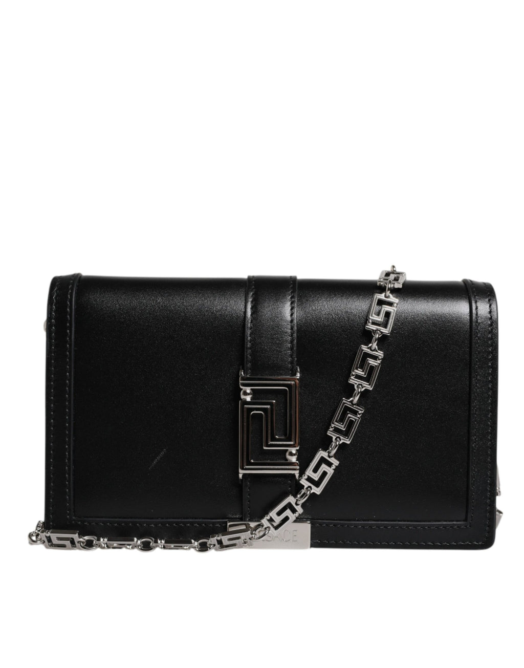 Black Calfskin Leather Chain Strap Shoulder Crossbody Bag