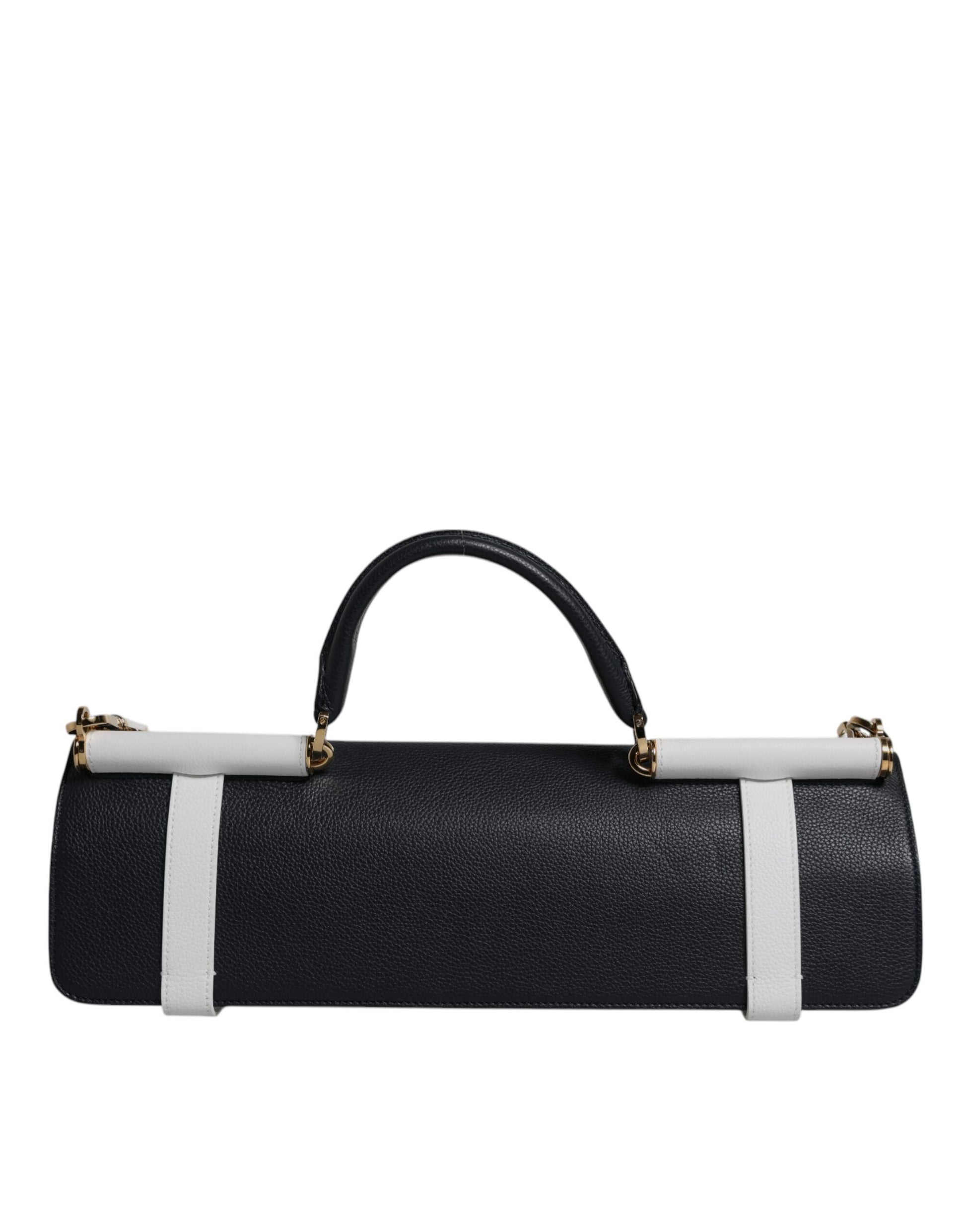 Blue White Calfskin Leather Crossbody Shoulder Bag