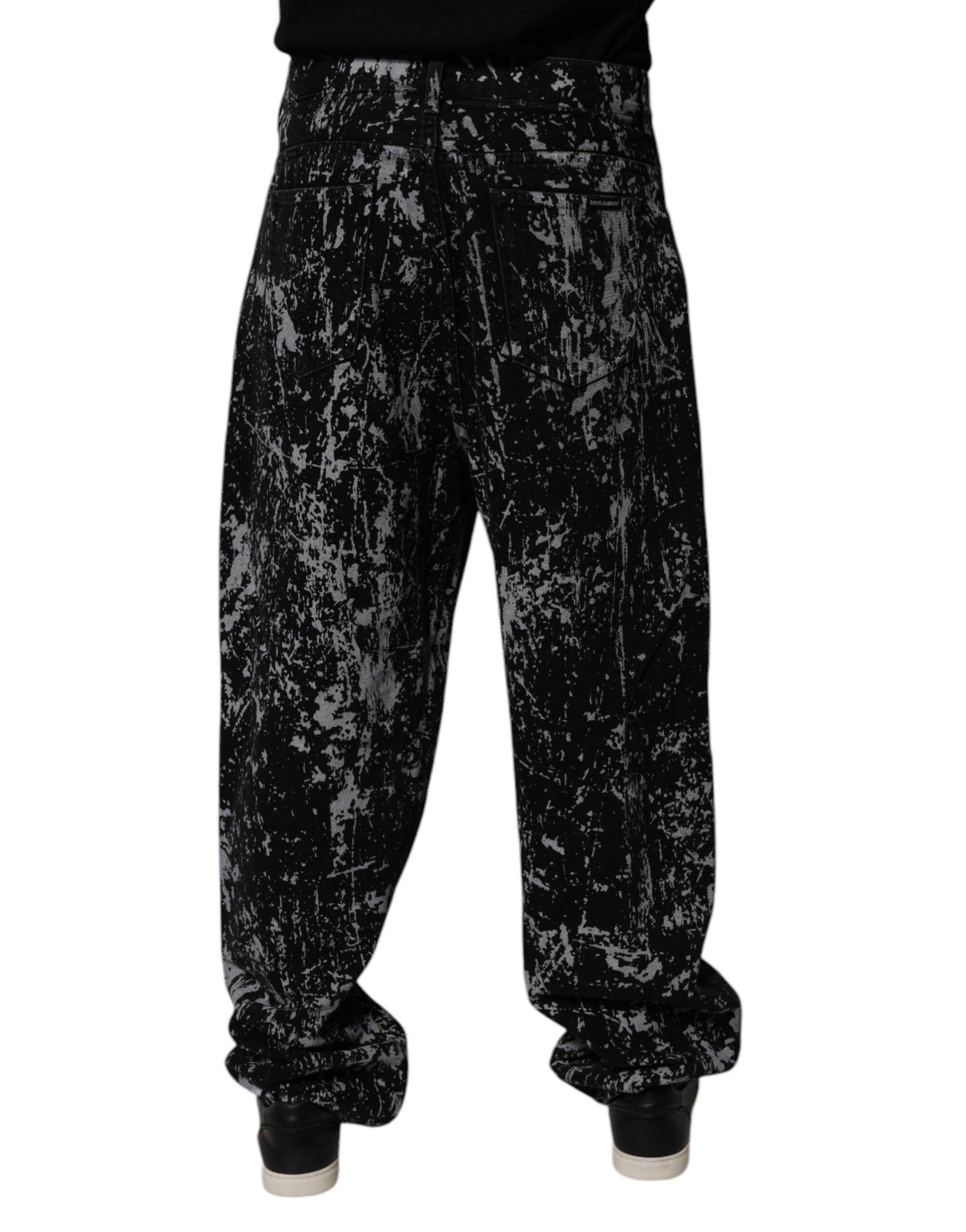 Black Tie Dye Cotton Straight Men Denim Jeans