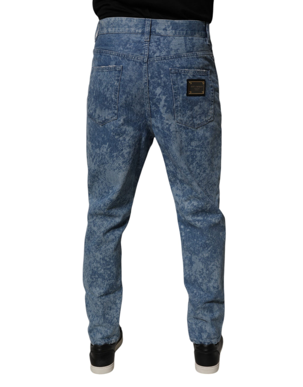 Blue Tie Dye Cotton Skinny Men Denim Jeans