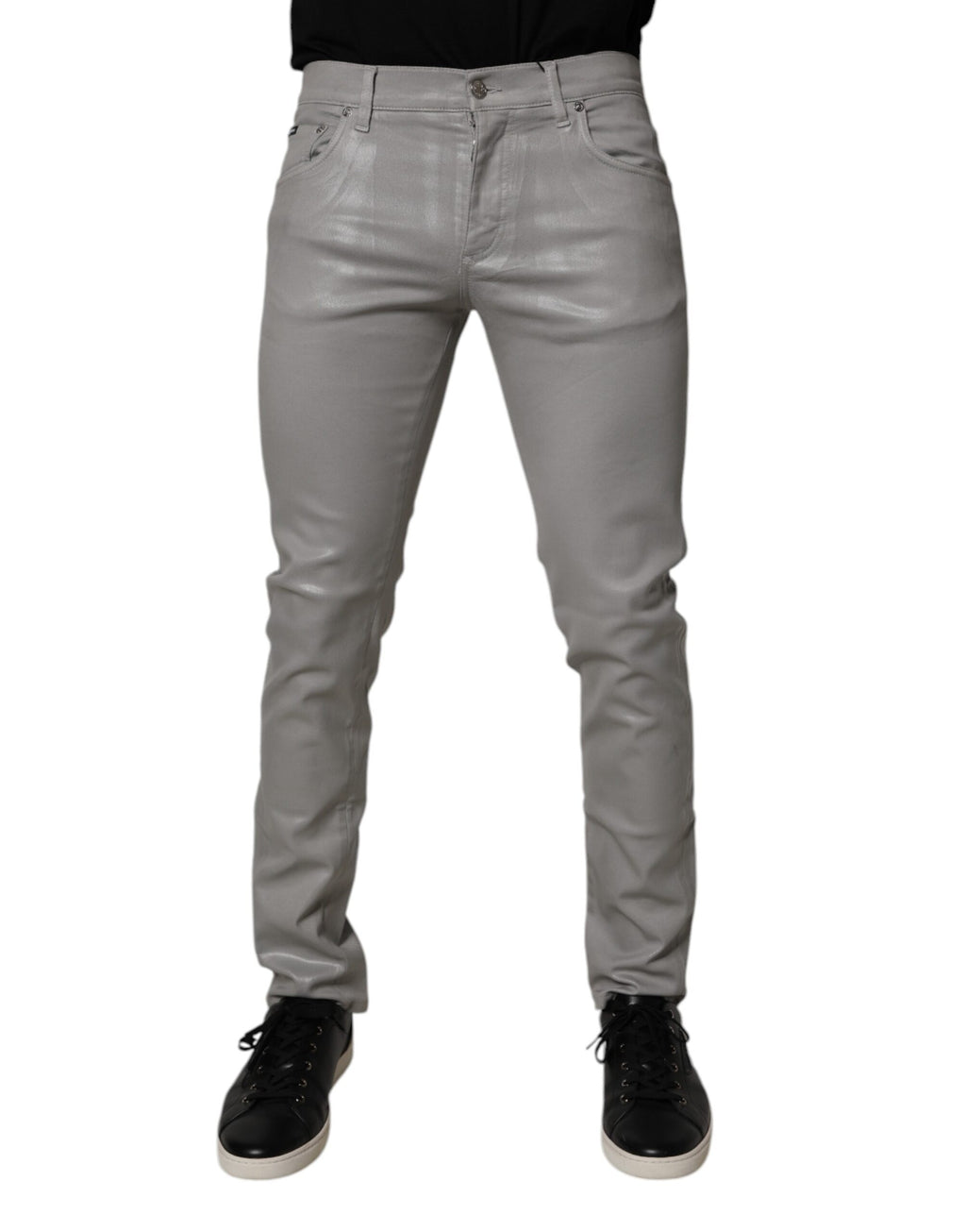 Gray Cotton Stretch Men Slim Fit Denim Jeans