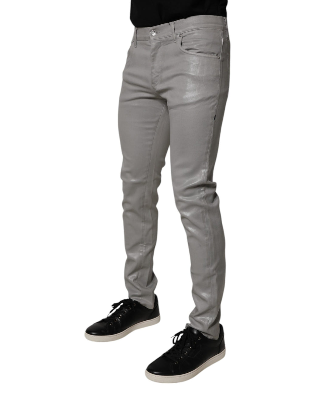Gray Cotton Stretch Men Slim Fit Denim Jeans