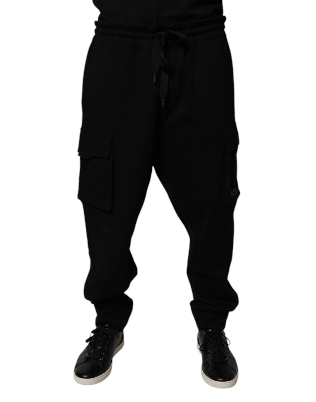 Black Cotton Jogger Cargo Sweatpants Pants