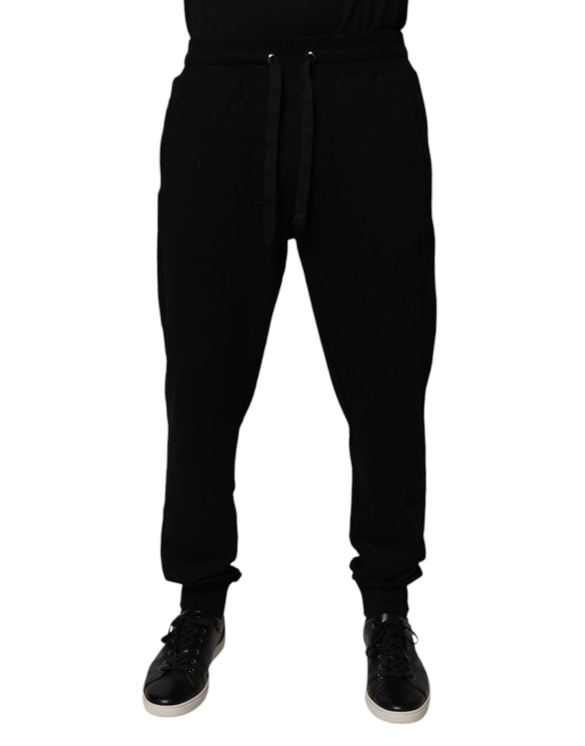 Black Cotton Mid Waist Jogger Sweatpants Pants