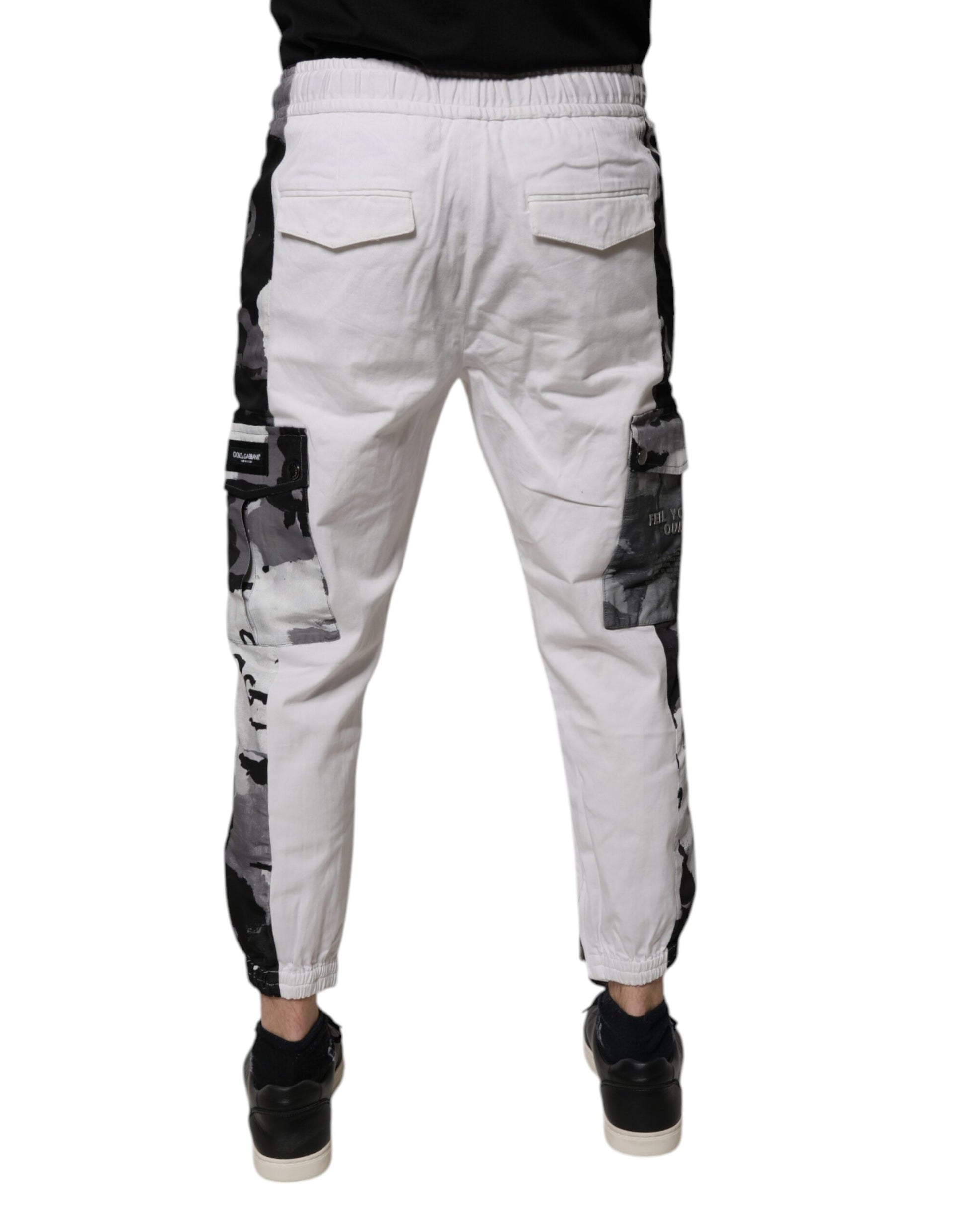 White Cotton Cargo Jogger Sweatpants Pants