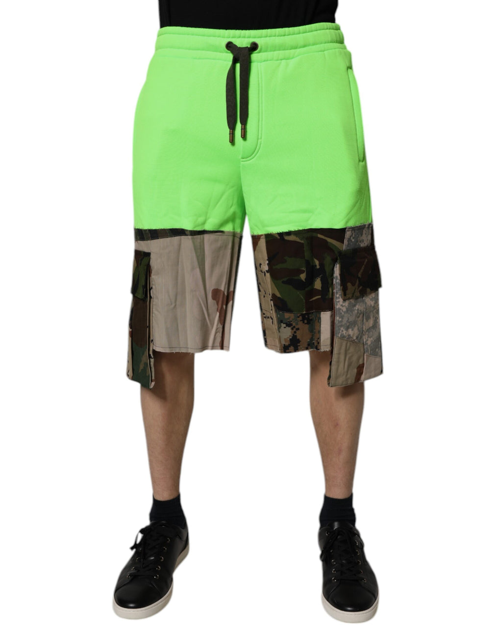 Green Patchwork Camouflage Men Cargo Shorts