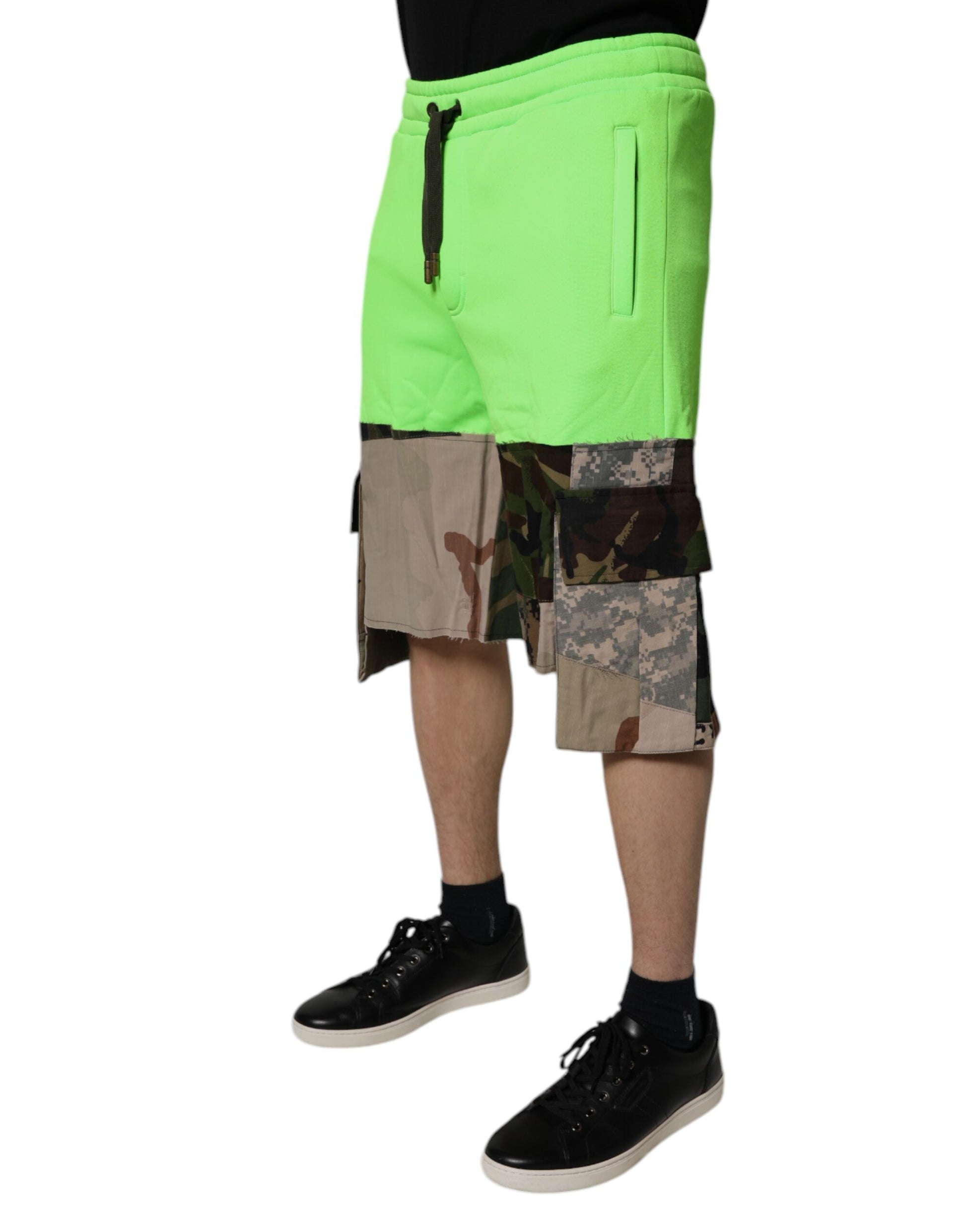 Green Patchwork Camouflage Men Cargo Shorts