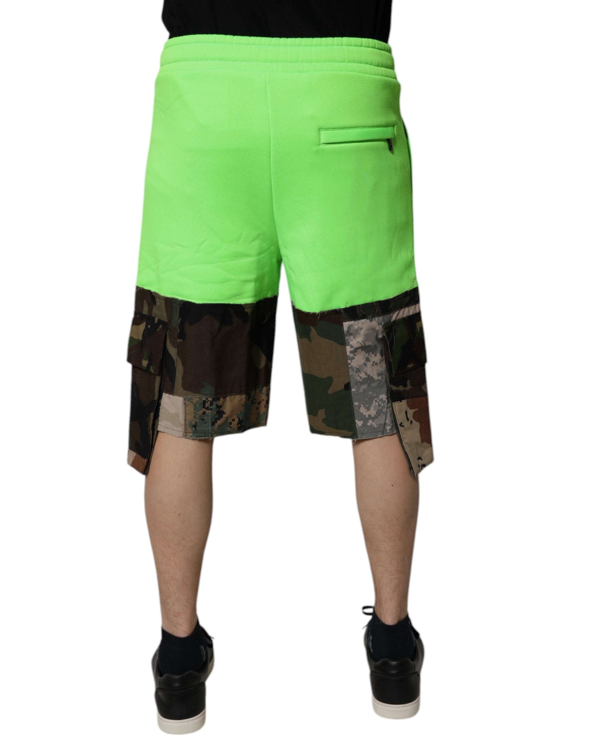 Green Patchwork Camouflage Men Cargo Shorts