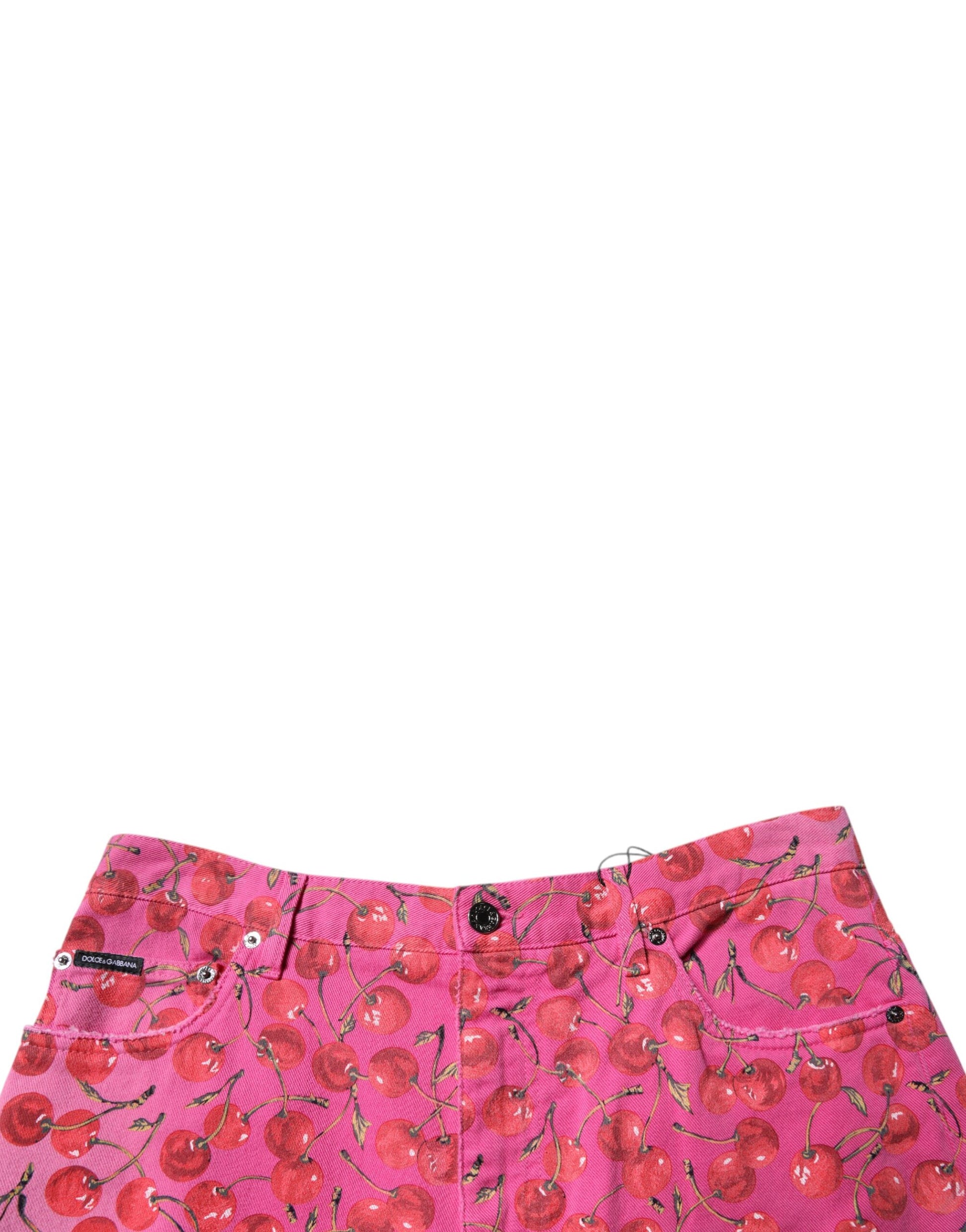 Pink Cherry Print Cargo Cotton Shorts