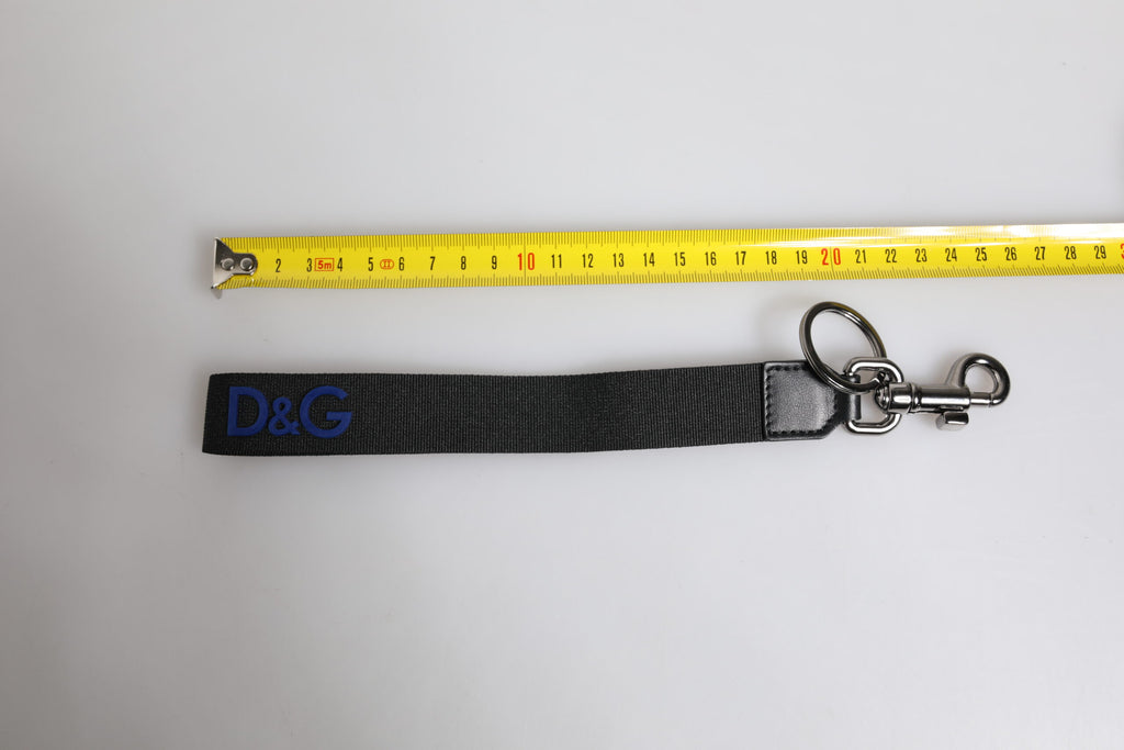 Black Logo Nylon Silver Brass Men Holder Keychain Keyring