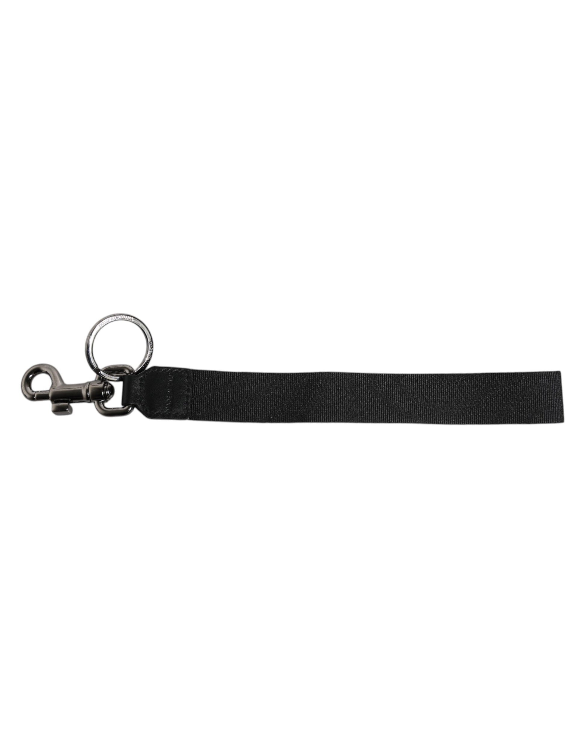 Black Logo Nylon Silver Brass Men Holder Keychain Keyring
