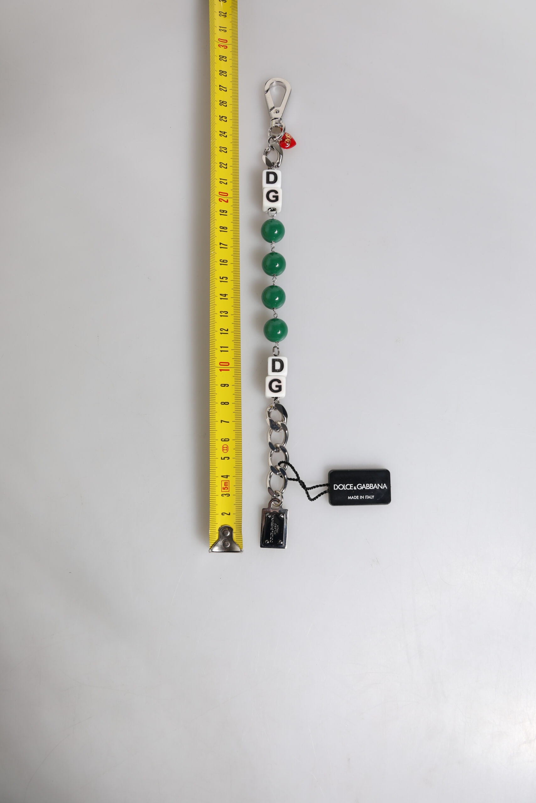 Silver Tone Brass Bead Dice Logo Embellish Charm Bracelet