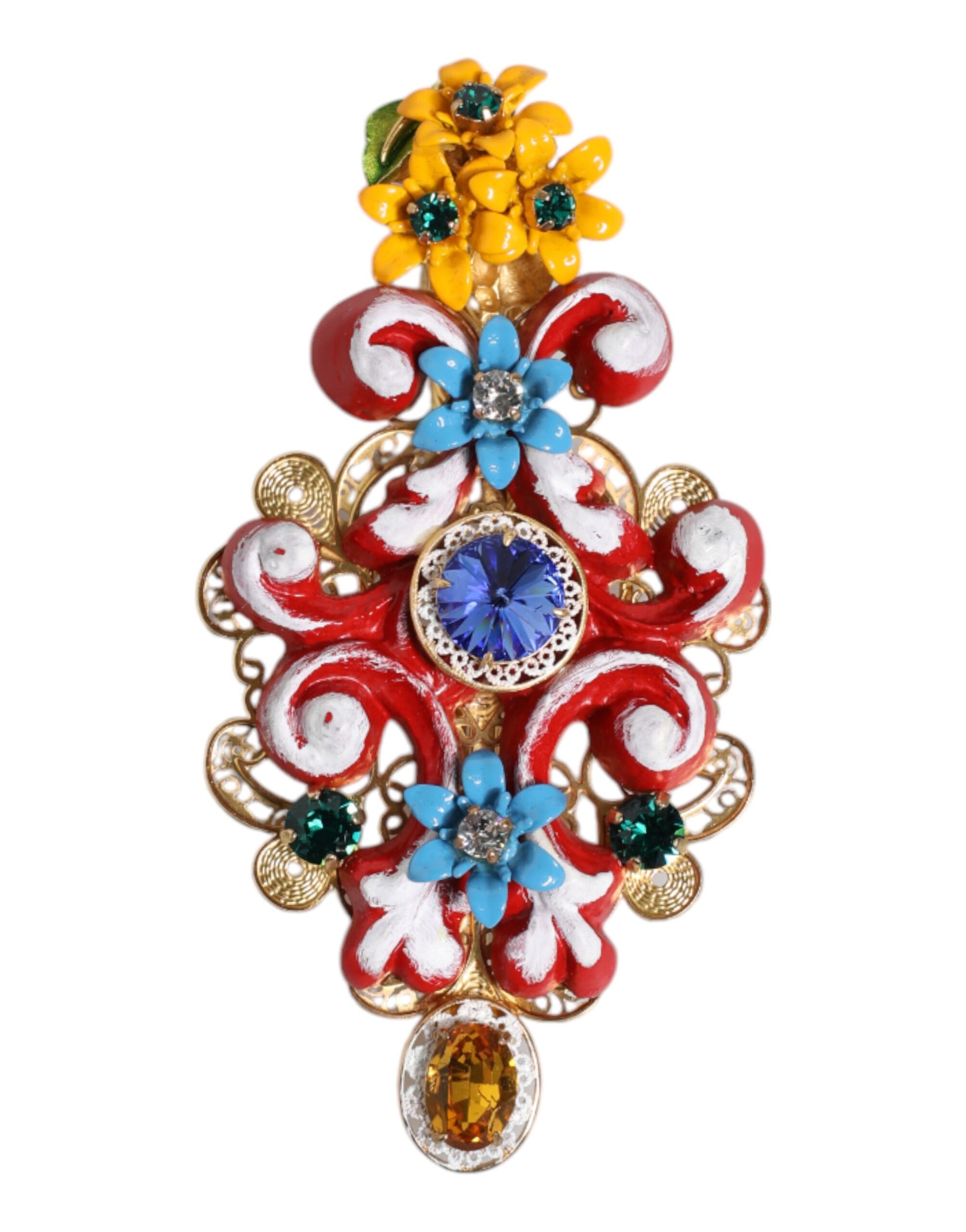 Multicolor Spring CARRETTO Gold Brass Crystal Hair Clip