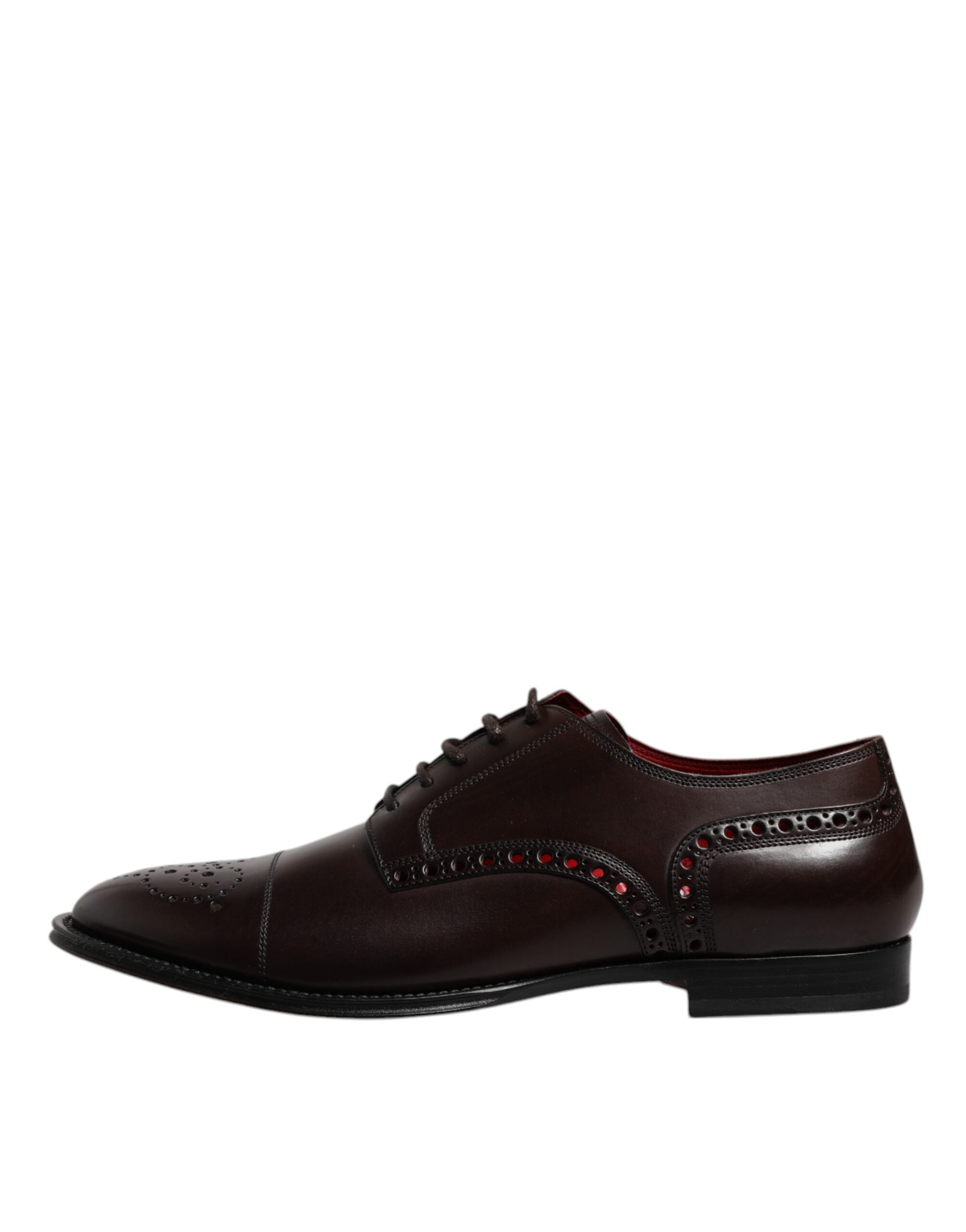 Maroon Calfskin Leather Derby Men Dress Shoes
