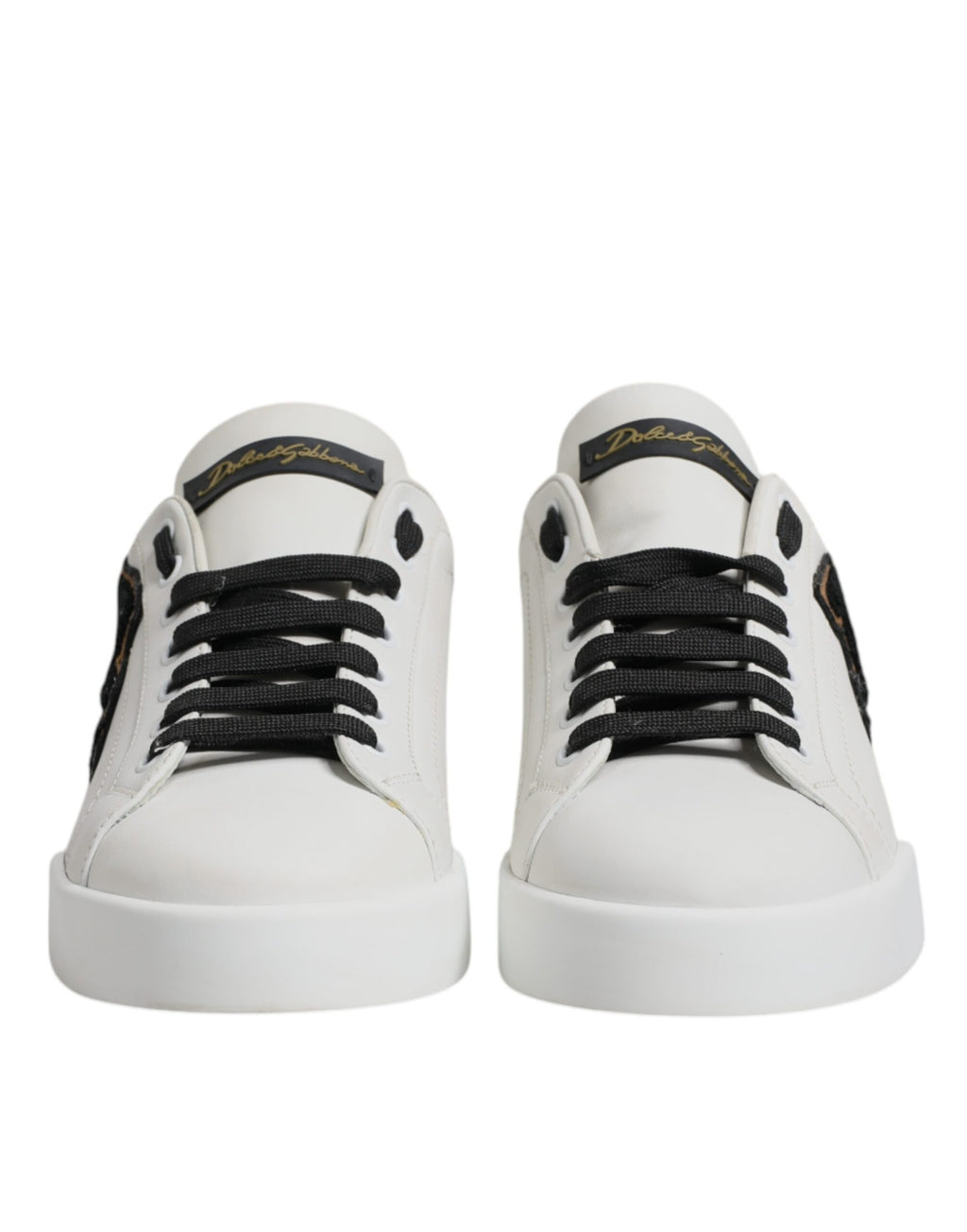 White Leather DG Logo Low Top Sneakers Shoes