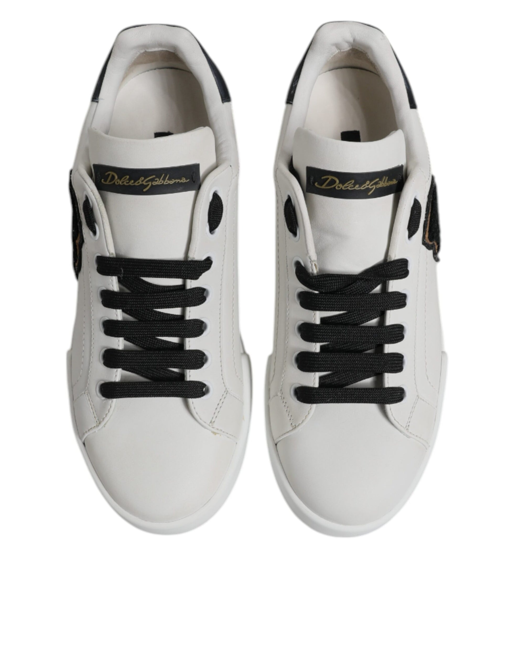 White Leather DG Logo Low Top Sneakers Shoes