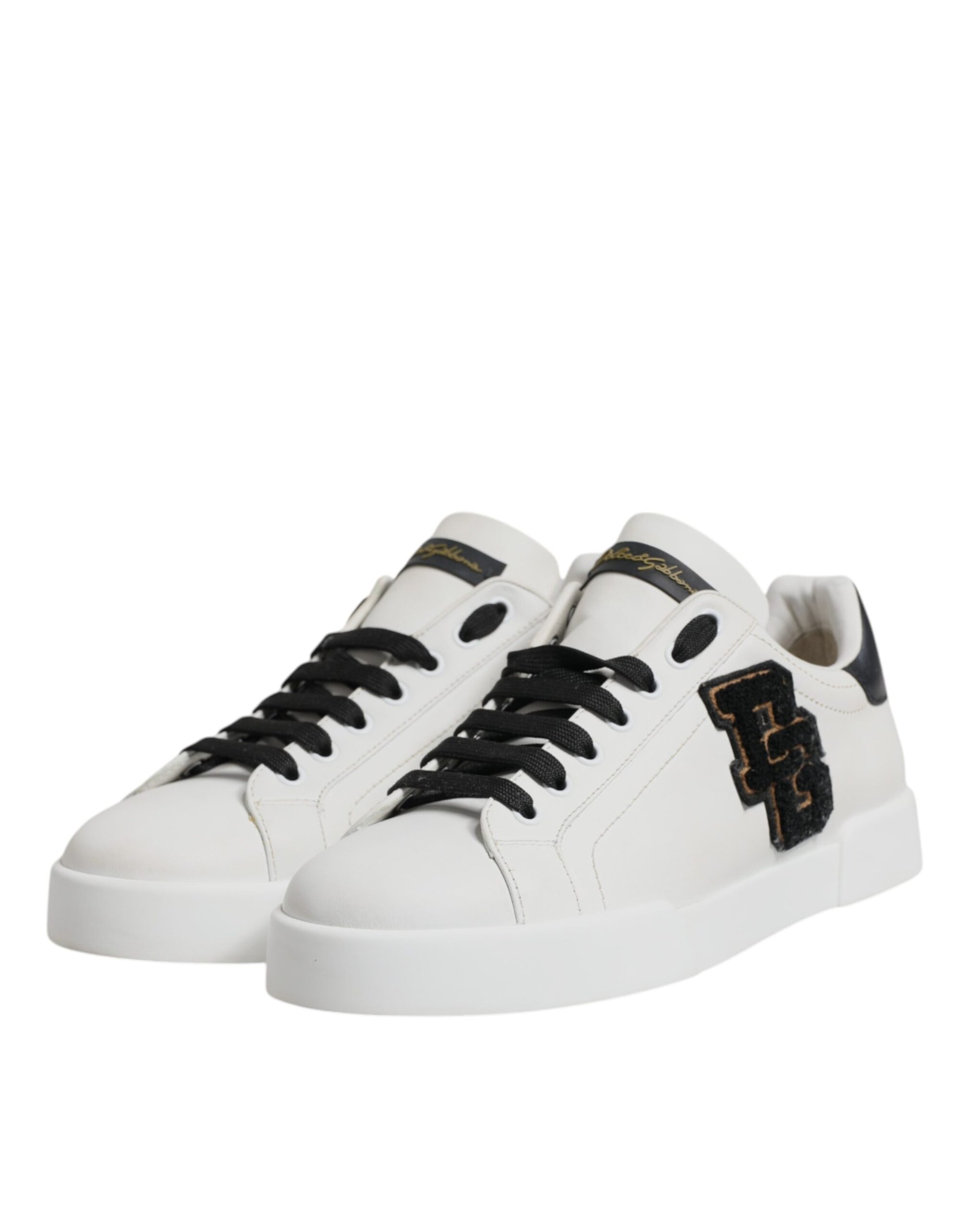 White Leather DG Logo Low Top Sneakers Shoes