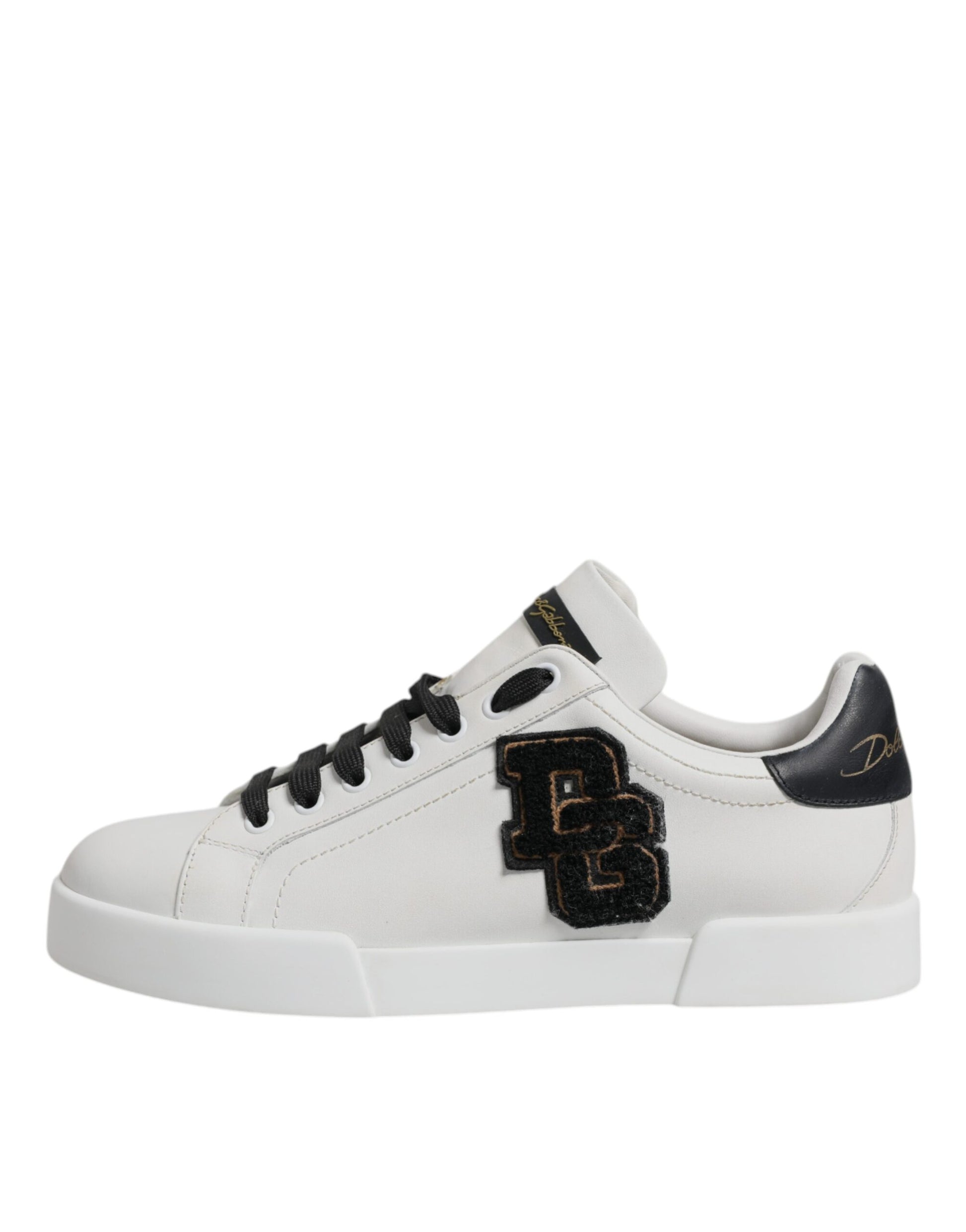 White Leather DG Logo Low Top Sneakers Shoes