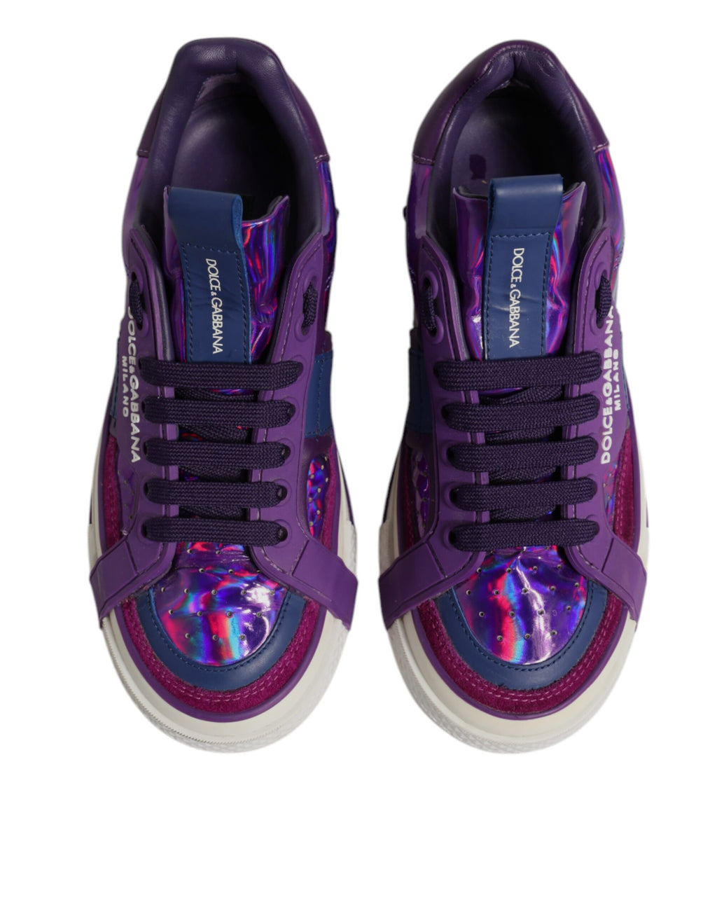 Purple Leather DG Logo Low Top Sneakers Shoes