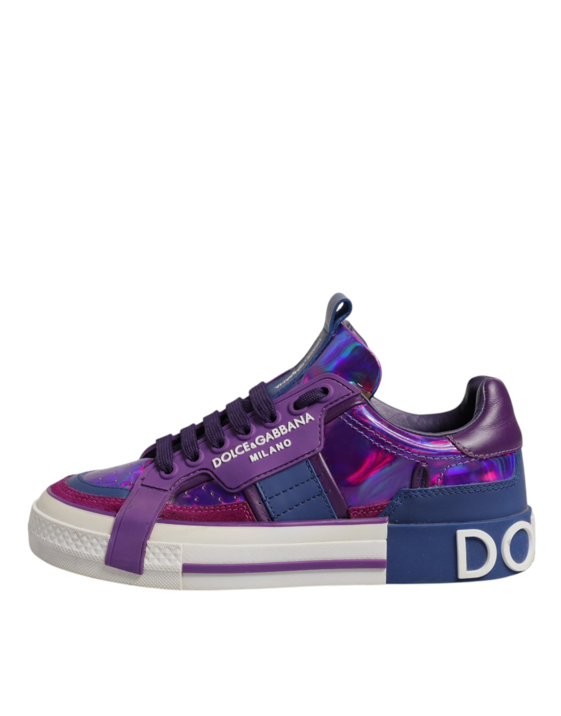 Purple Leather DG Logo Low Top Sneakers Shoes