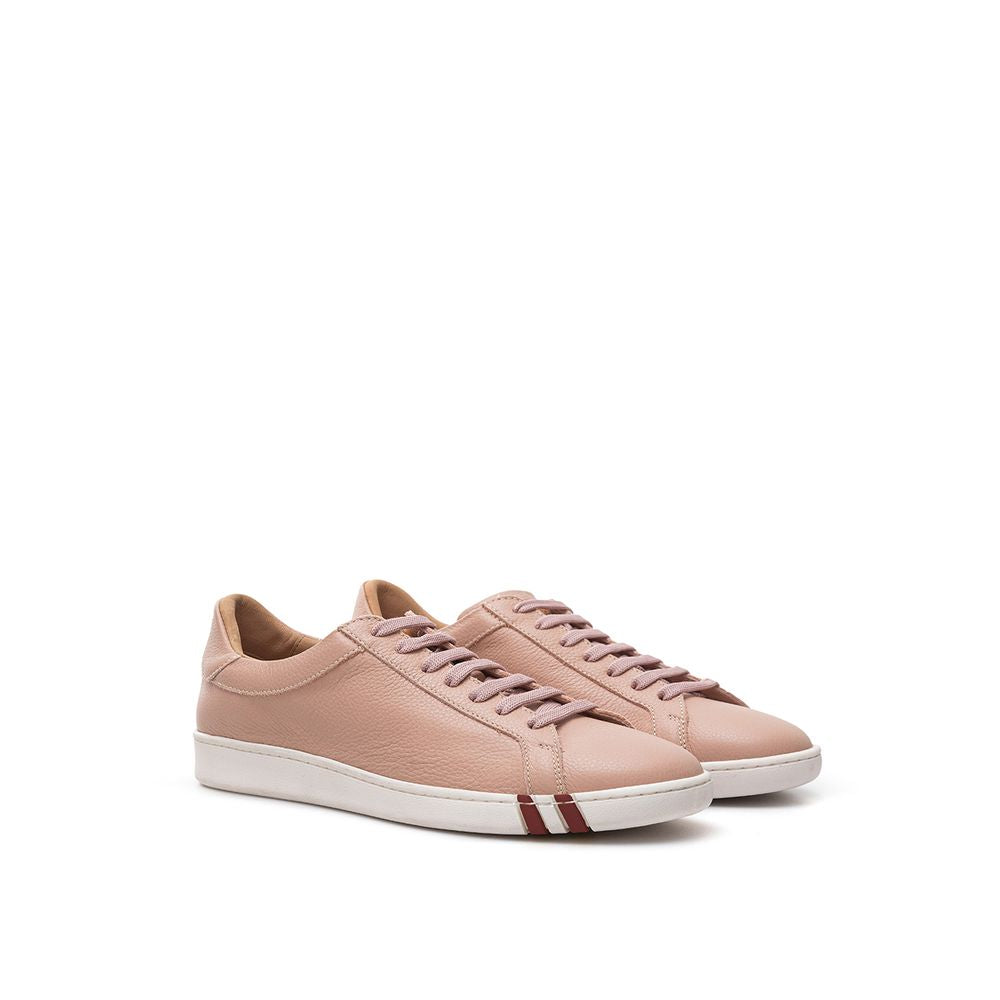 Pink Leather Low Top Sneakers