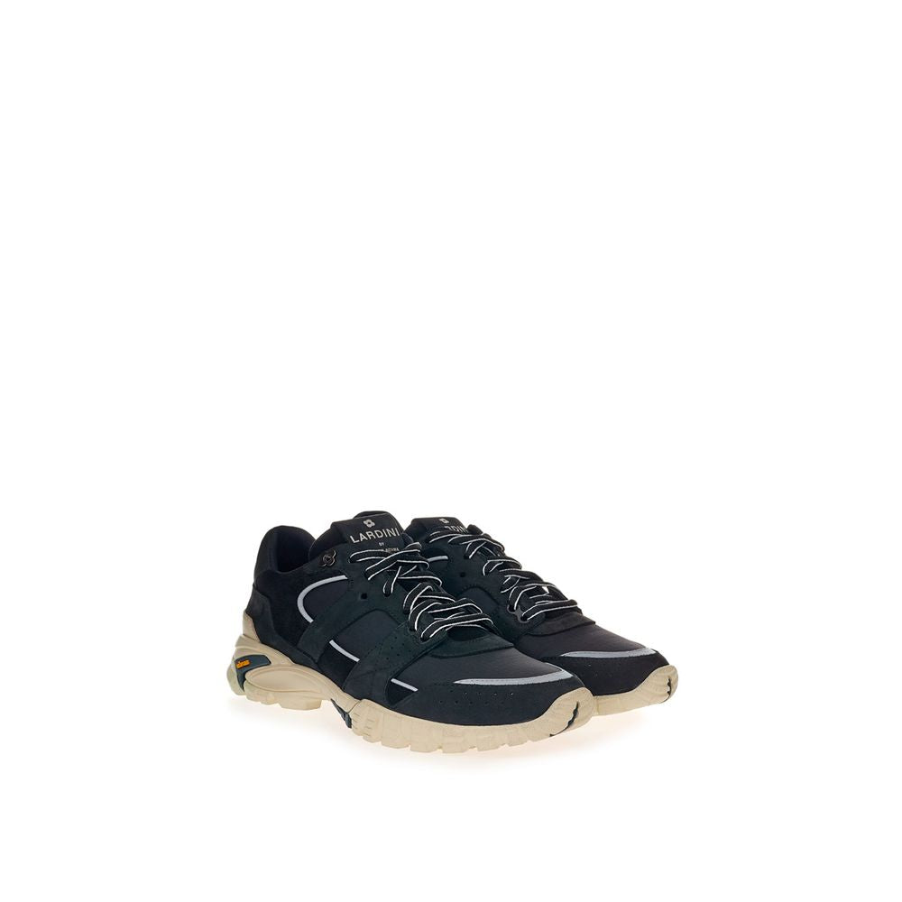 Black Suede Leather Athletic Sneakers