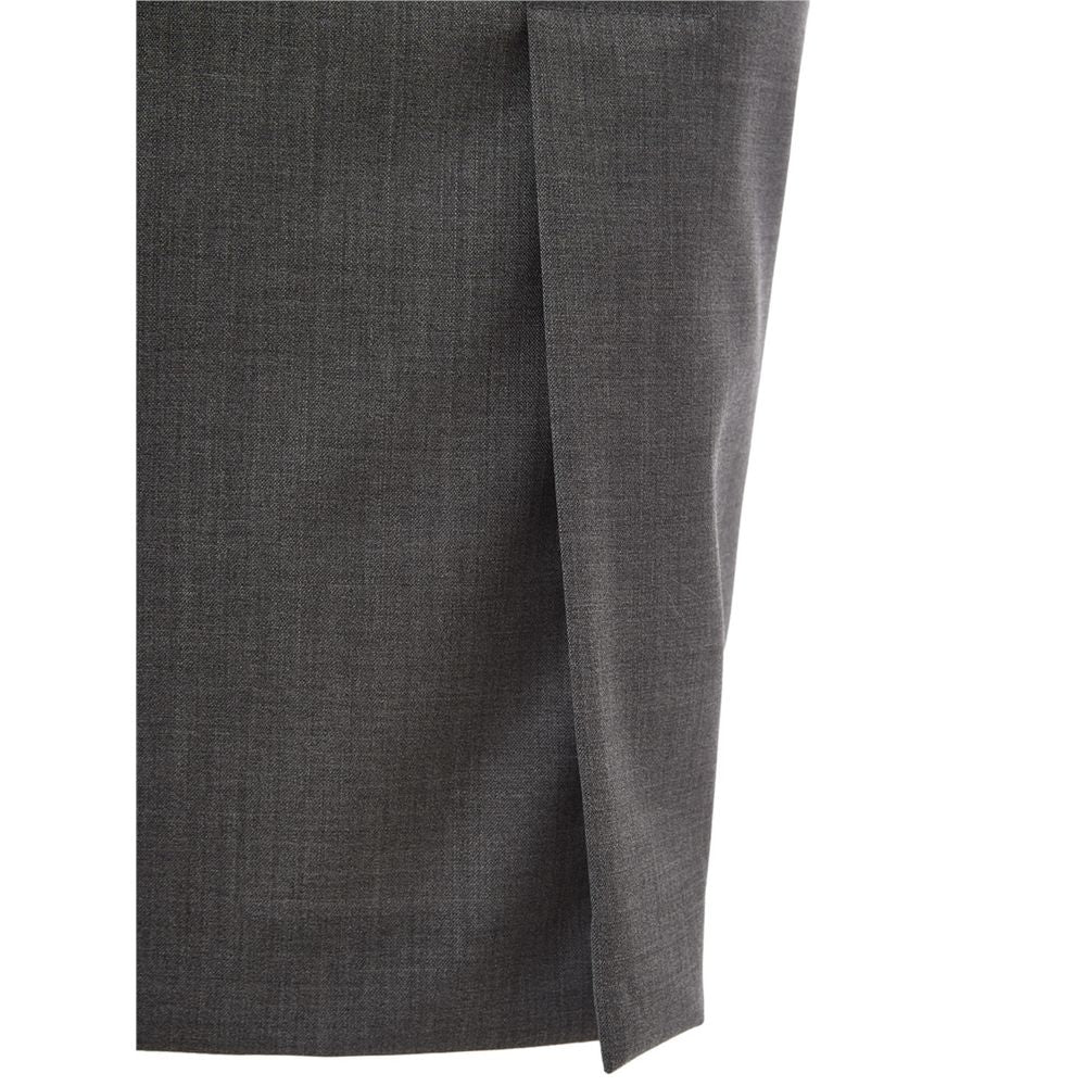 Gray Wool Midi Skirt