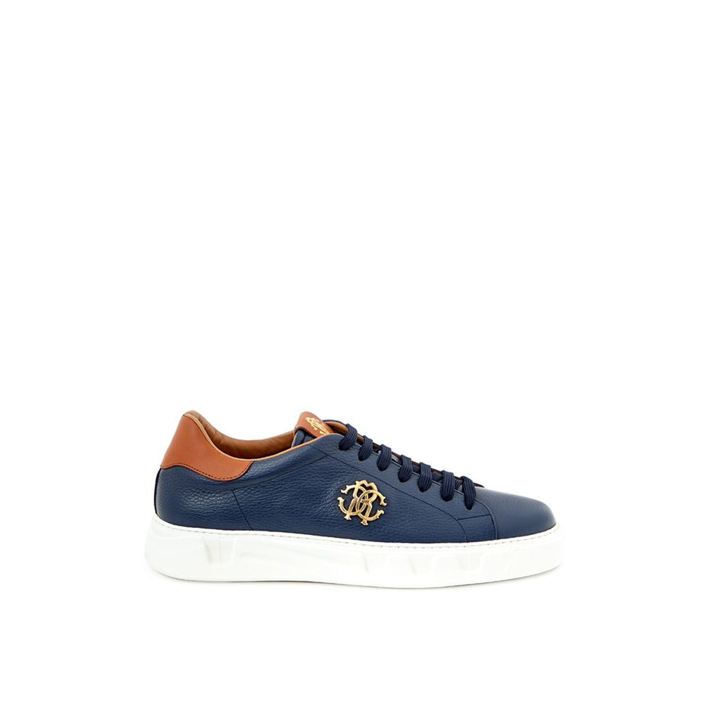 Blue Leather Low Top Sneakers