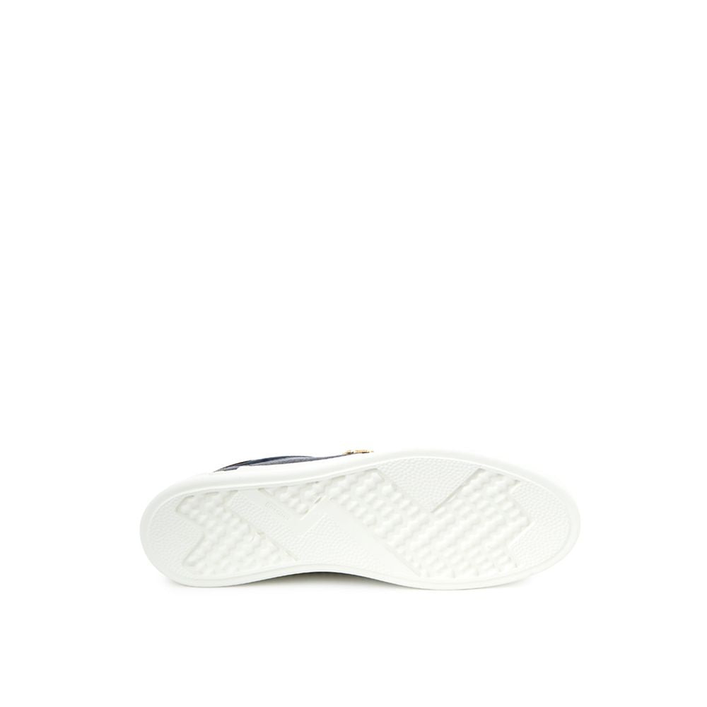 Blue Leather Low Top Sneakers