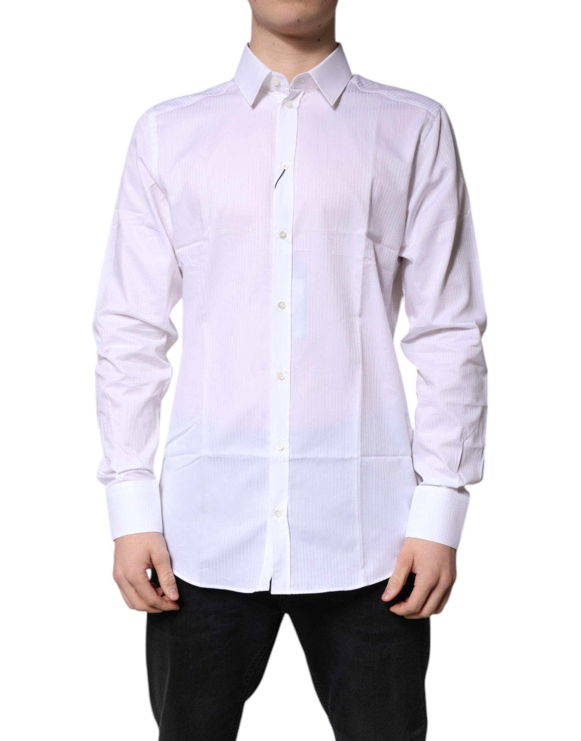 White Cotton Collared GOLD Dress Formal Shirt