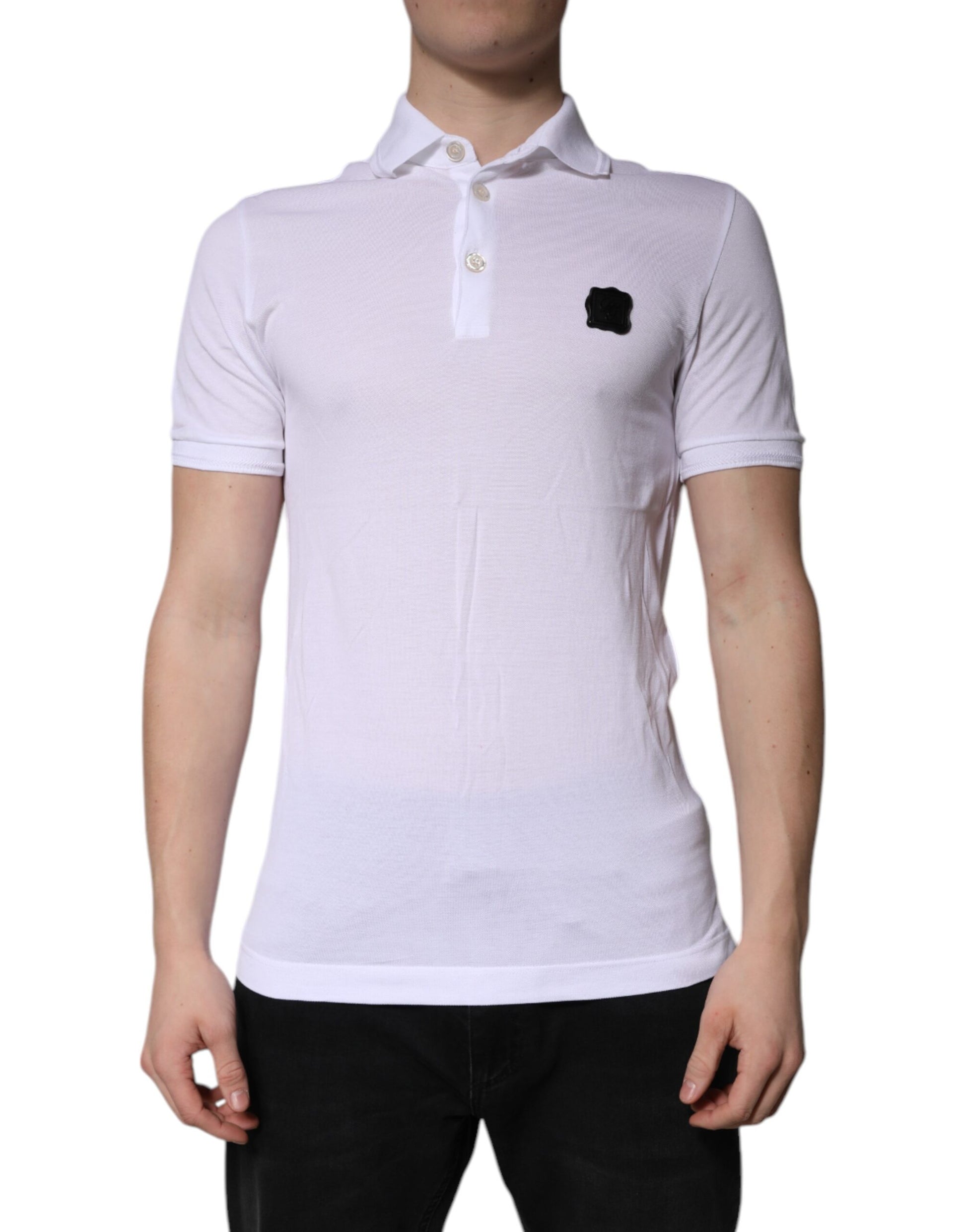 White Cotton Logo Collared Polo T-shirt