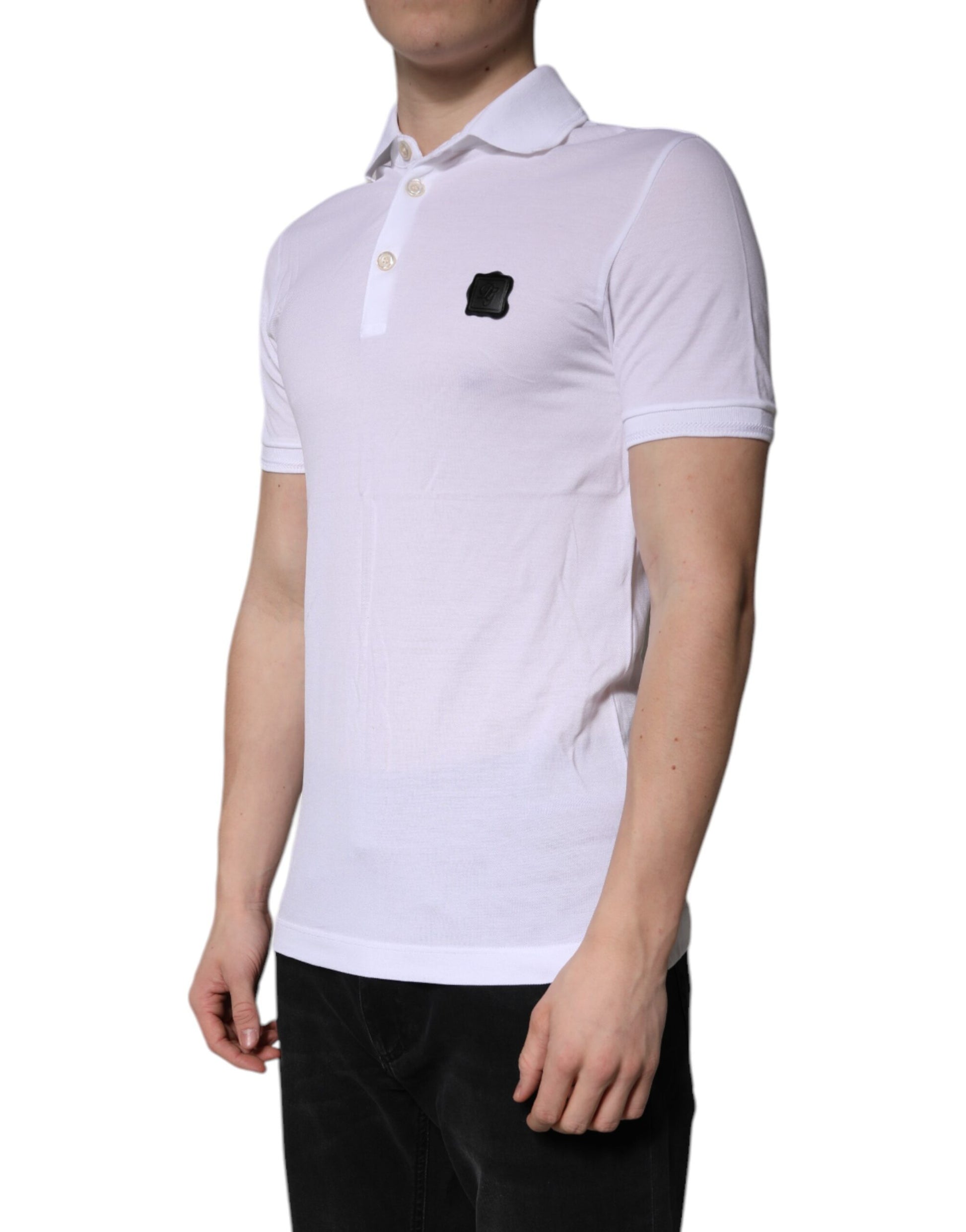 White Cotton Logo Collared Polo T-shirt