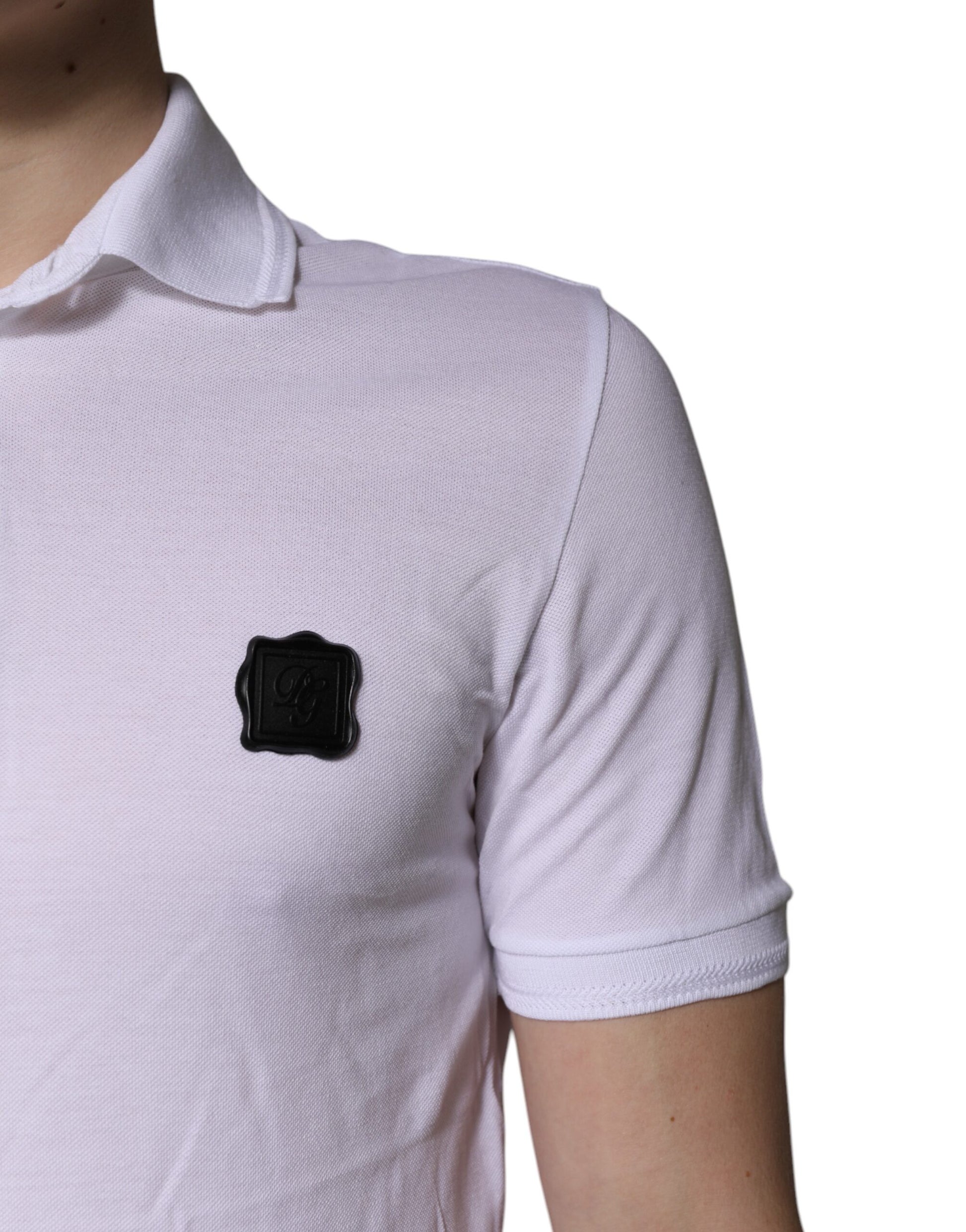 White Cotton Logo Collared Polo T-shirt