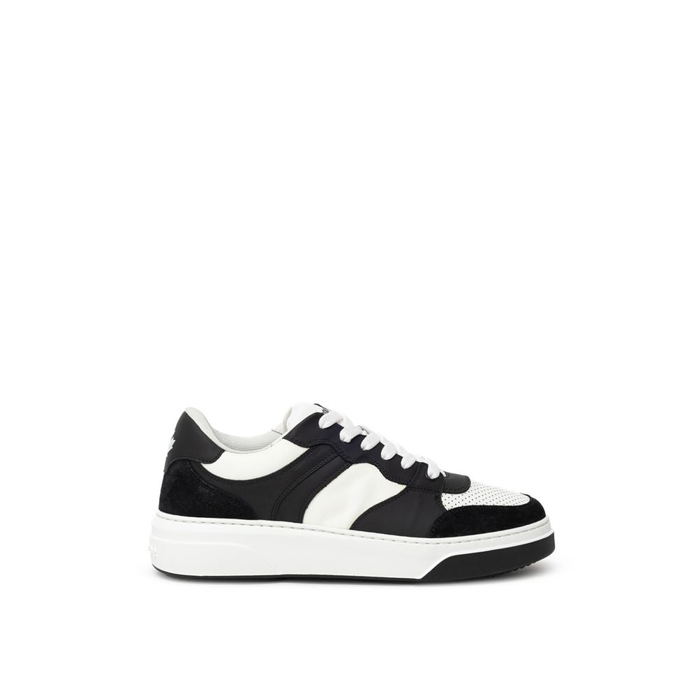 Black And White Leather Athletic Sneakers