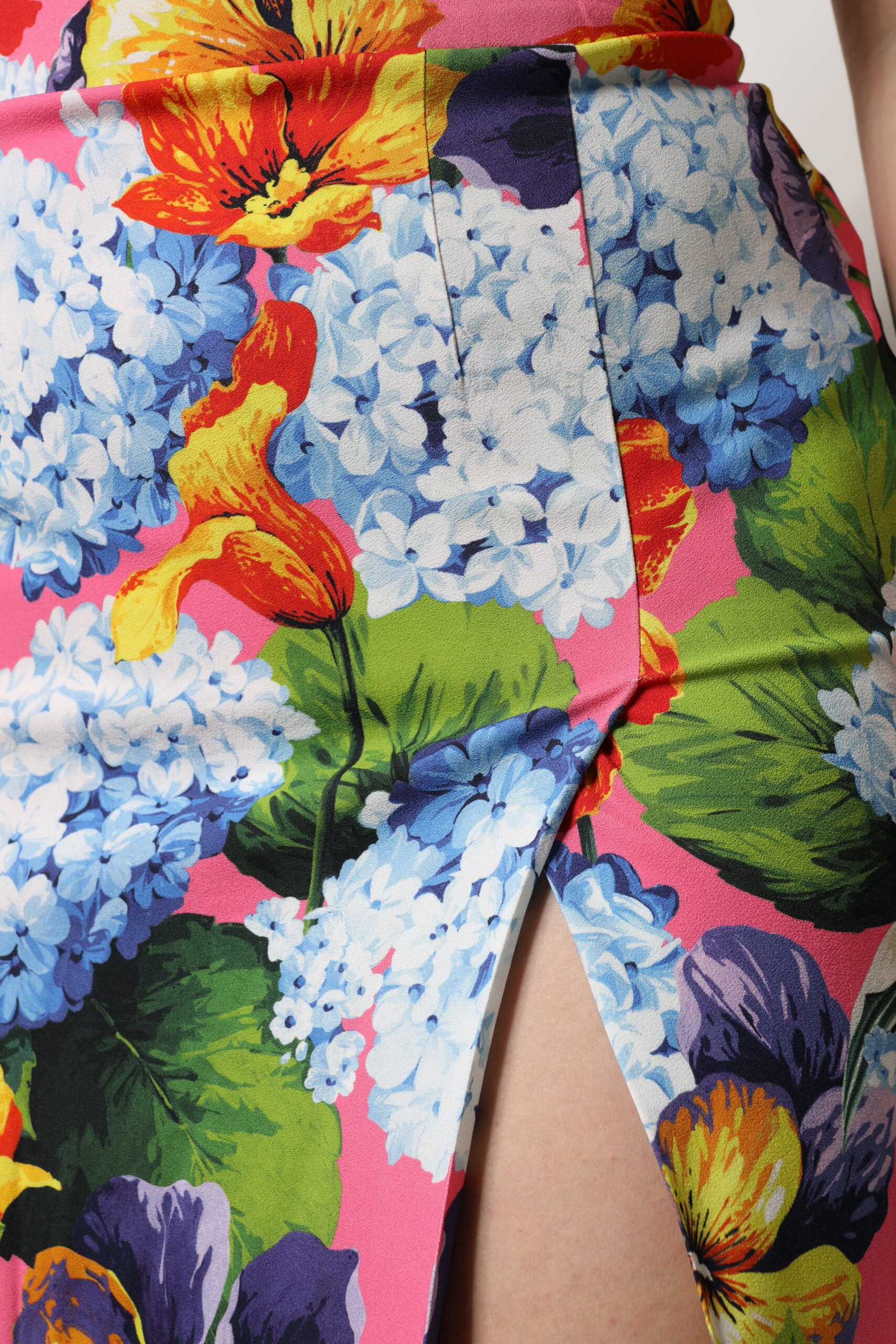 Multicolor Floral Print High Waist Midi Skirt