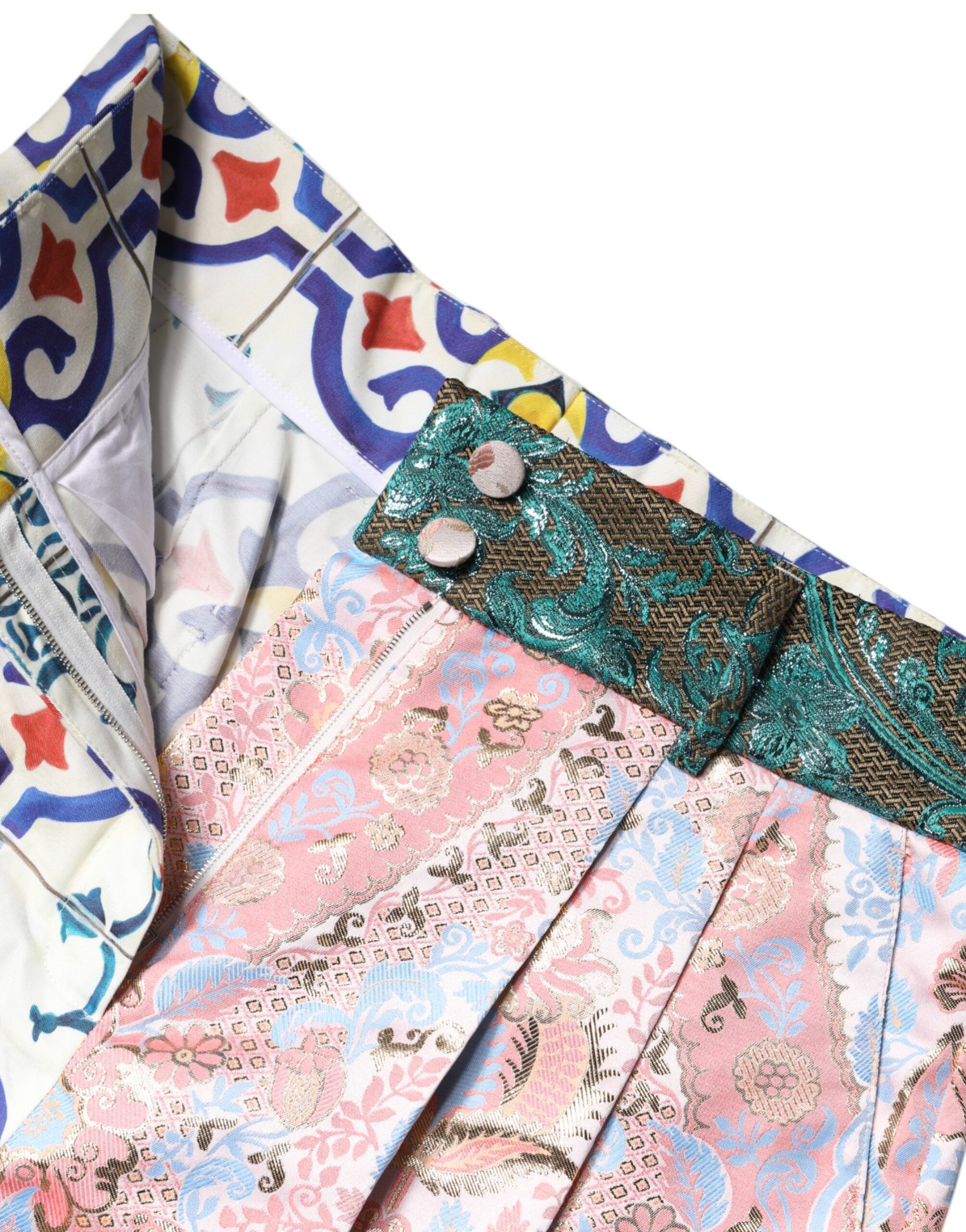 Multicolor Cotton Patchwork Hot Pants Shorts