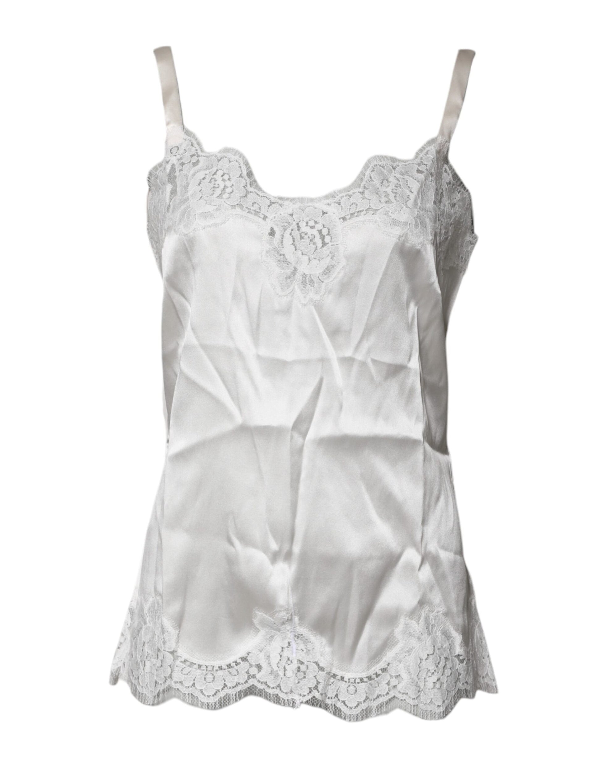 Top White Satin Lace Tank Lingerie Underwear