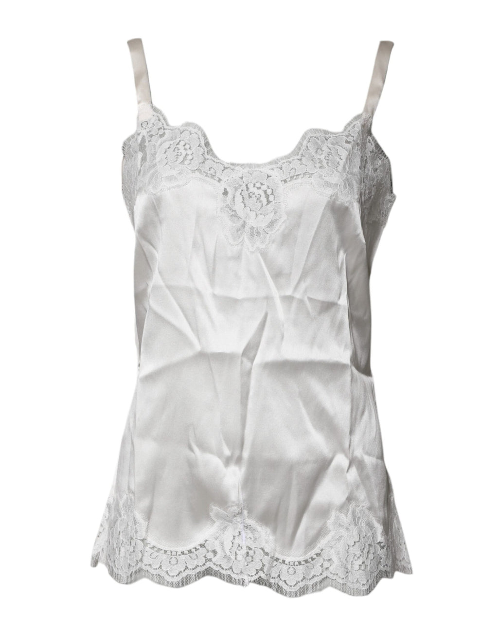 Top White Satin Lace Tank Lingerie Underwear