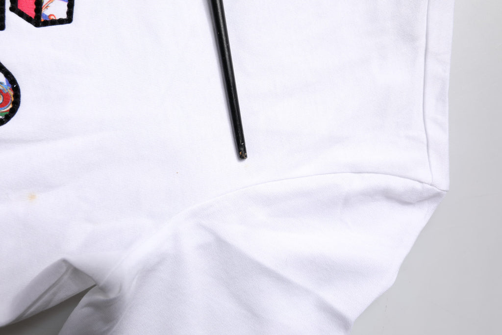 White Cotton Logo Print Round Neck T-shirt