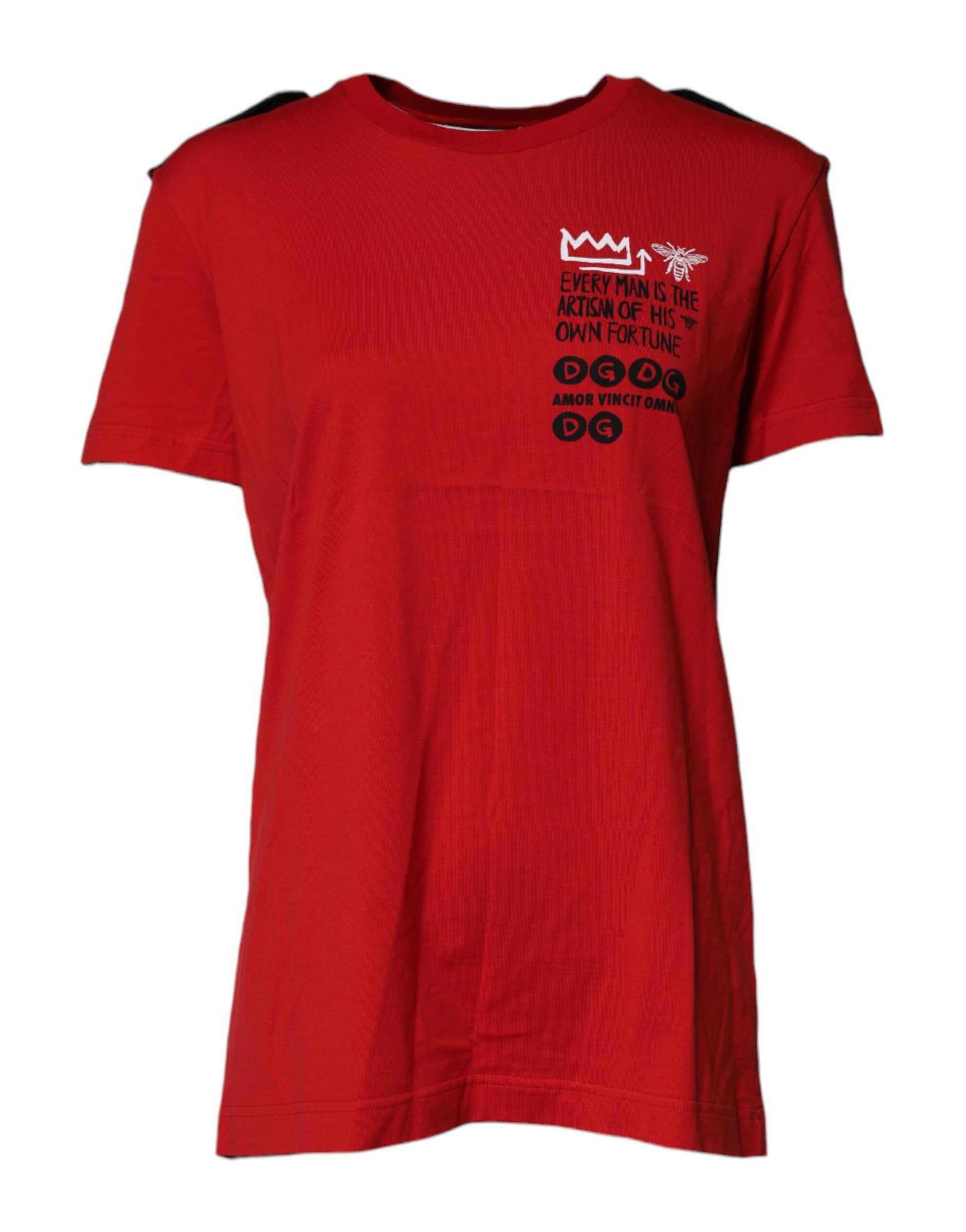 Red Cotton Graphic Print Crew Neck T-shirt